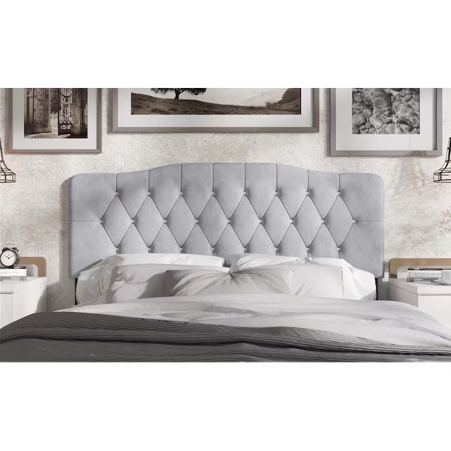 ChaletPosh Silver Grey Full Velvet Upholstered Headboard