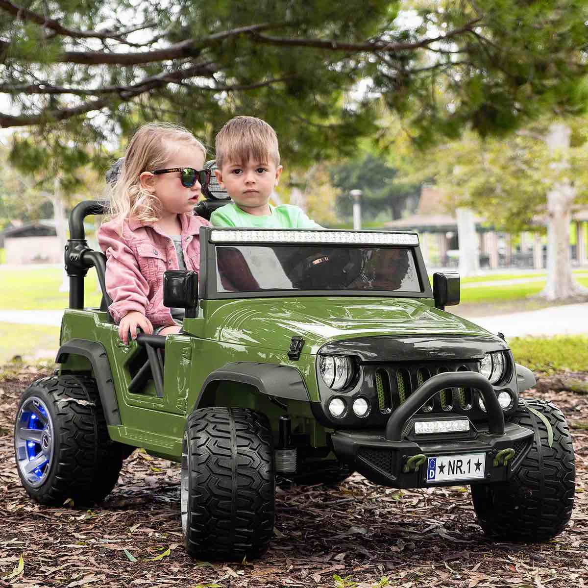 TRAIL EXPLORER 12V KIDS RIDE-ON CAR TRUCK WITH R/C PARENTAL REMOTE | OLIVE GREEN