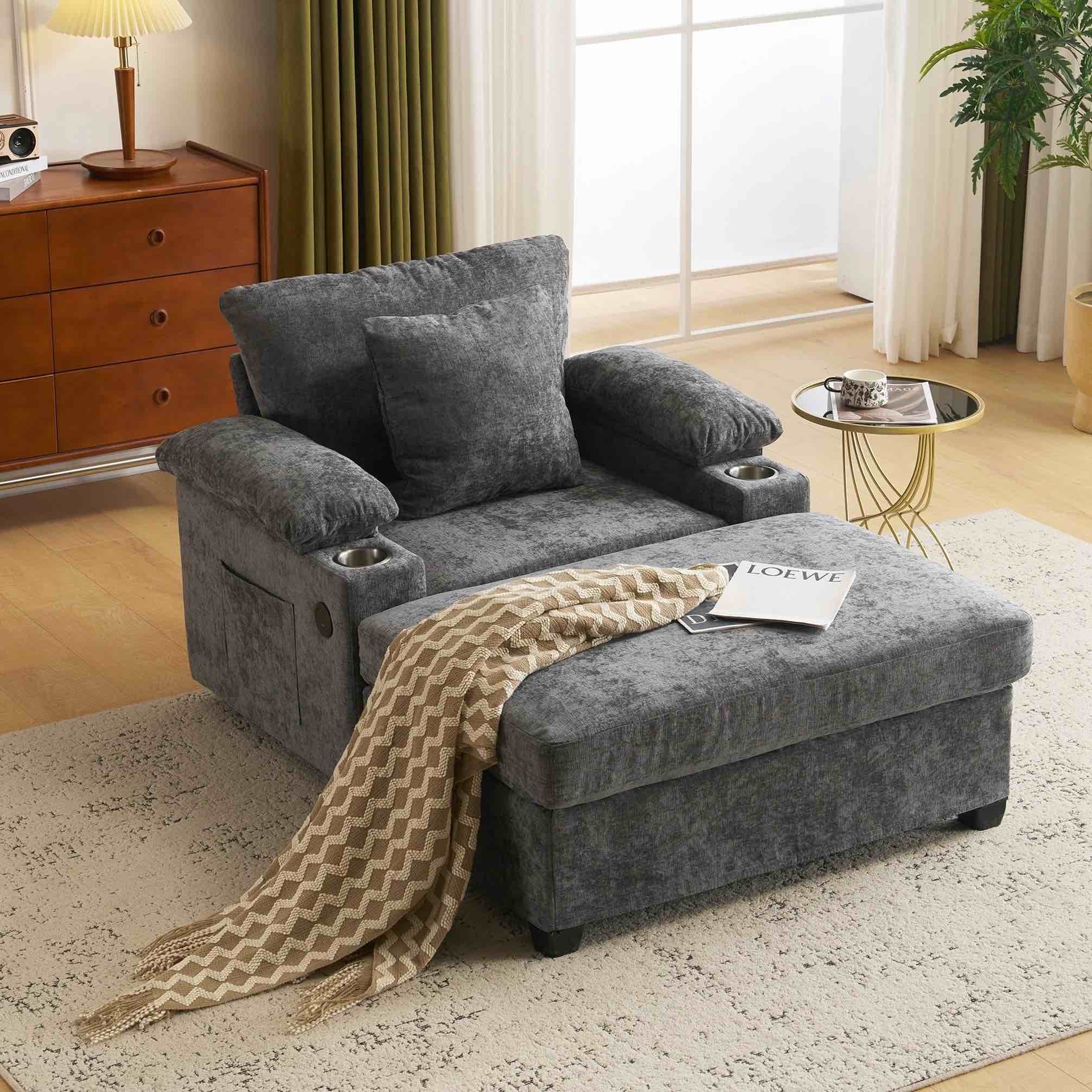 Modern Chenille Fabric Sofa Bed