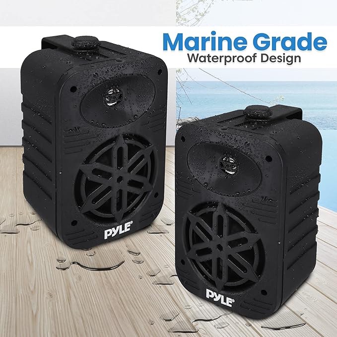 Condition photo showing Good Condition for leUsa Indoor Outdoor Speakers Pair - 500 Watt Dual Waterproof 5.25” 2-Way Full Range Speaker System w/ 1/2” High Compliance Polymer Tweeter - in-Home, Boat, Marine, Deck, Patio, Poolside (Black)