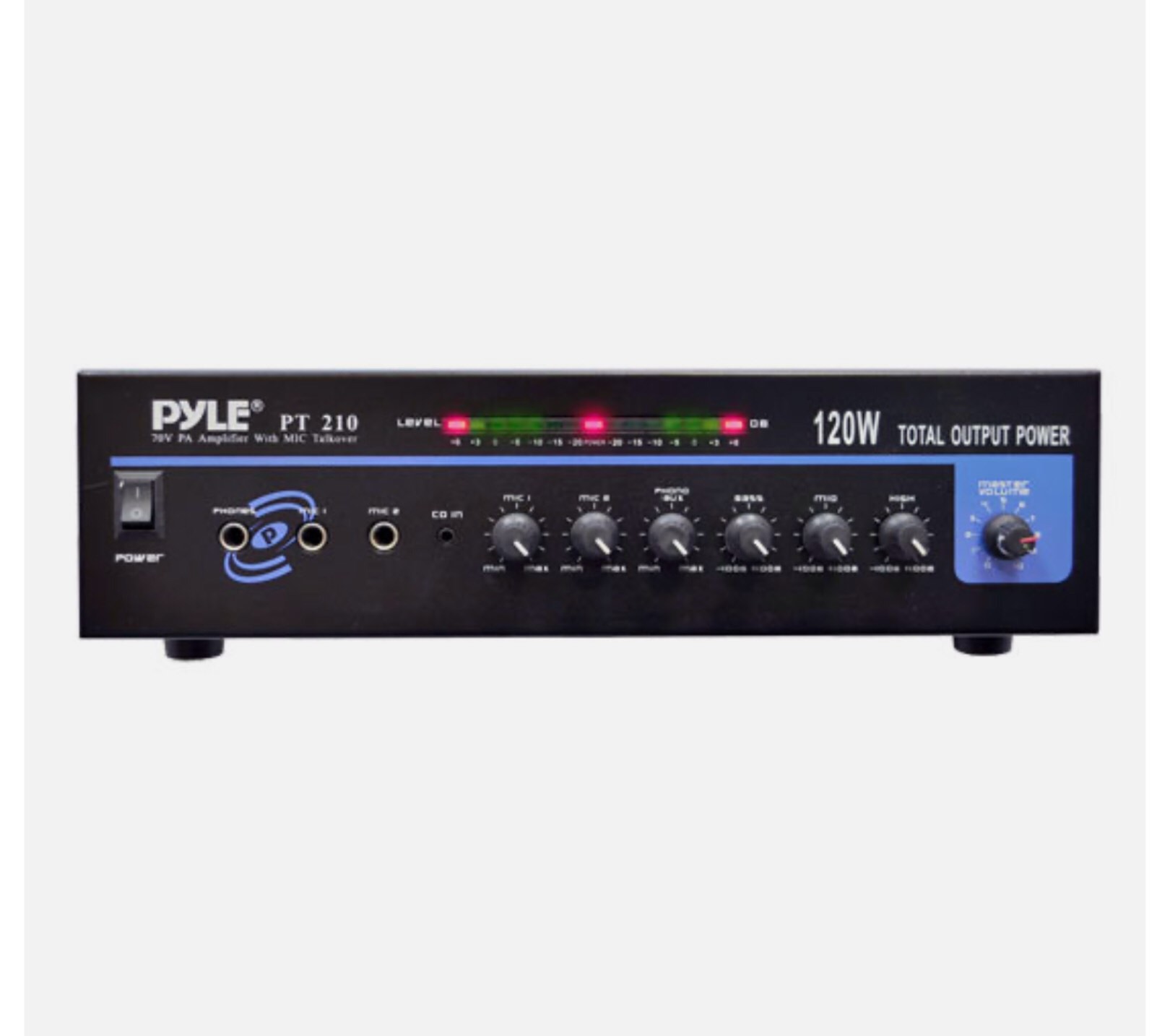 New Pyle PT210 120 WATT MICROPHONE PA Mono Amplifier w/70V Output & Mic TalkOver
