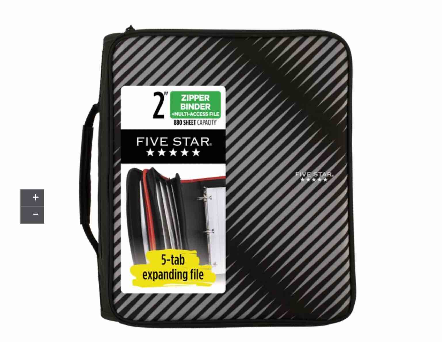Five Star® 2" Zipper Binder Plus Multi Access File, Black