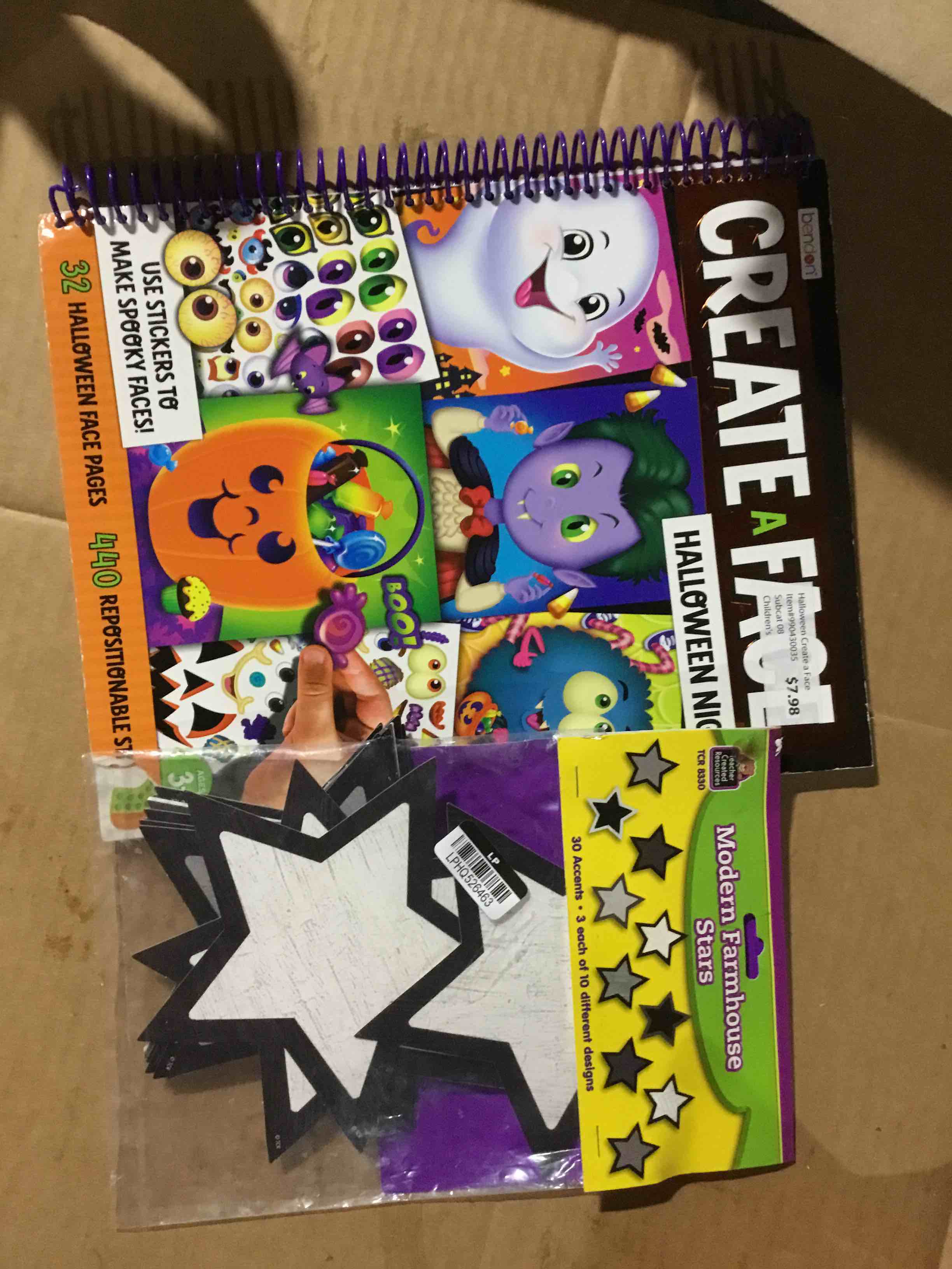 Bendon's Halloween Create-A-Face Sticker Activity Pad, Spiral Bound and moder farmhouse stars