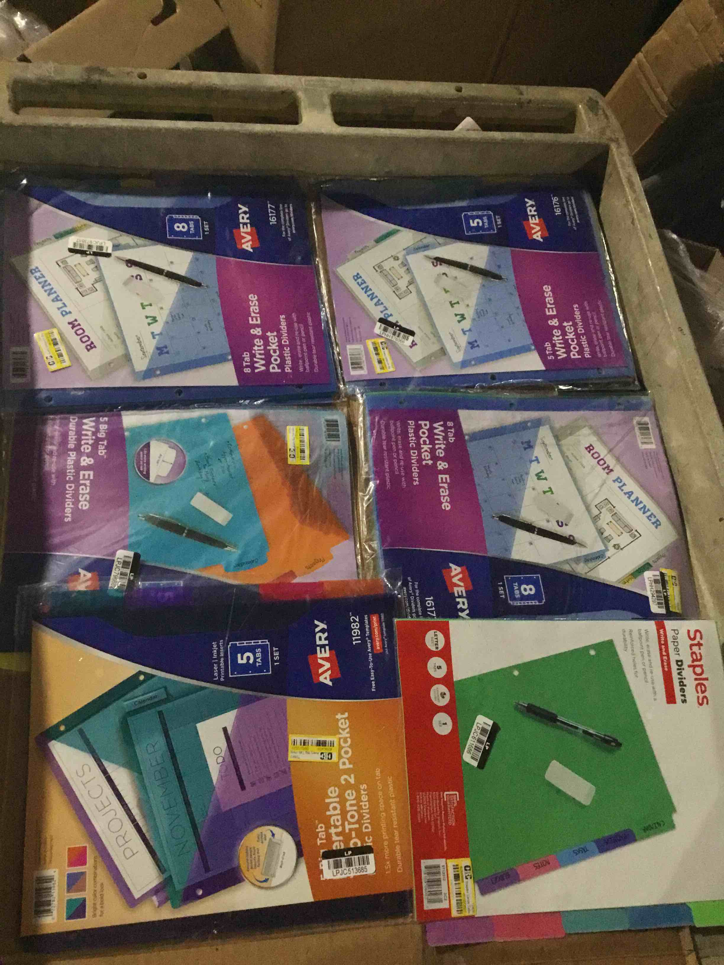 Avery Write & Erase Pocket Plastic Dividers for 3 Ring Binders, 5 Tab Set, Works with Sheet Protectors, Multicolor, 1 Set (16176)