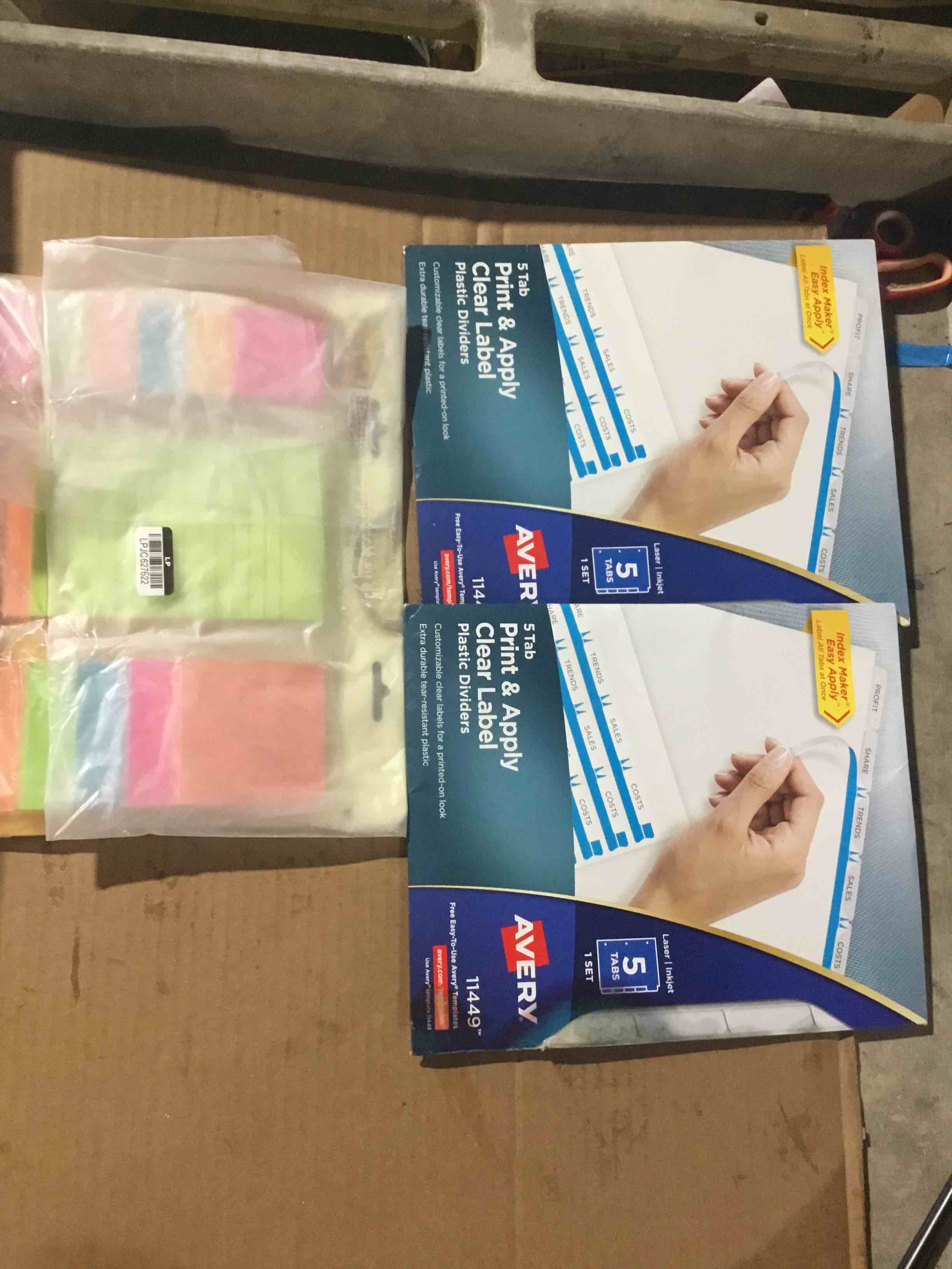 Avery 5 Tab Plastic Dividers for 3 Ring Binder, Easy Print & Apply Clear Label Strip, Index Maker Customizable Frosted White Tabs, 1 Set (11449)