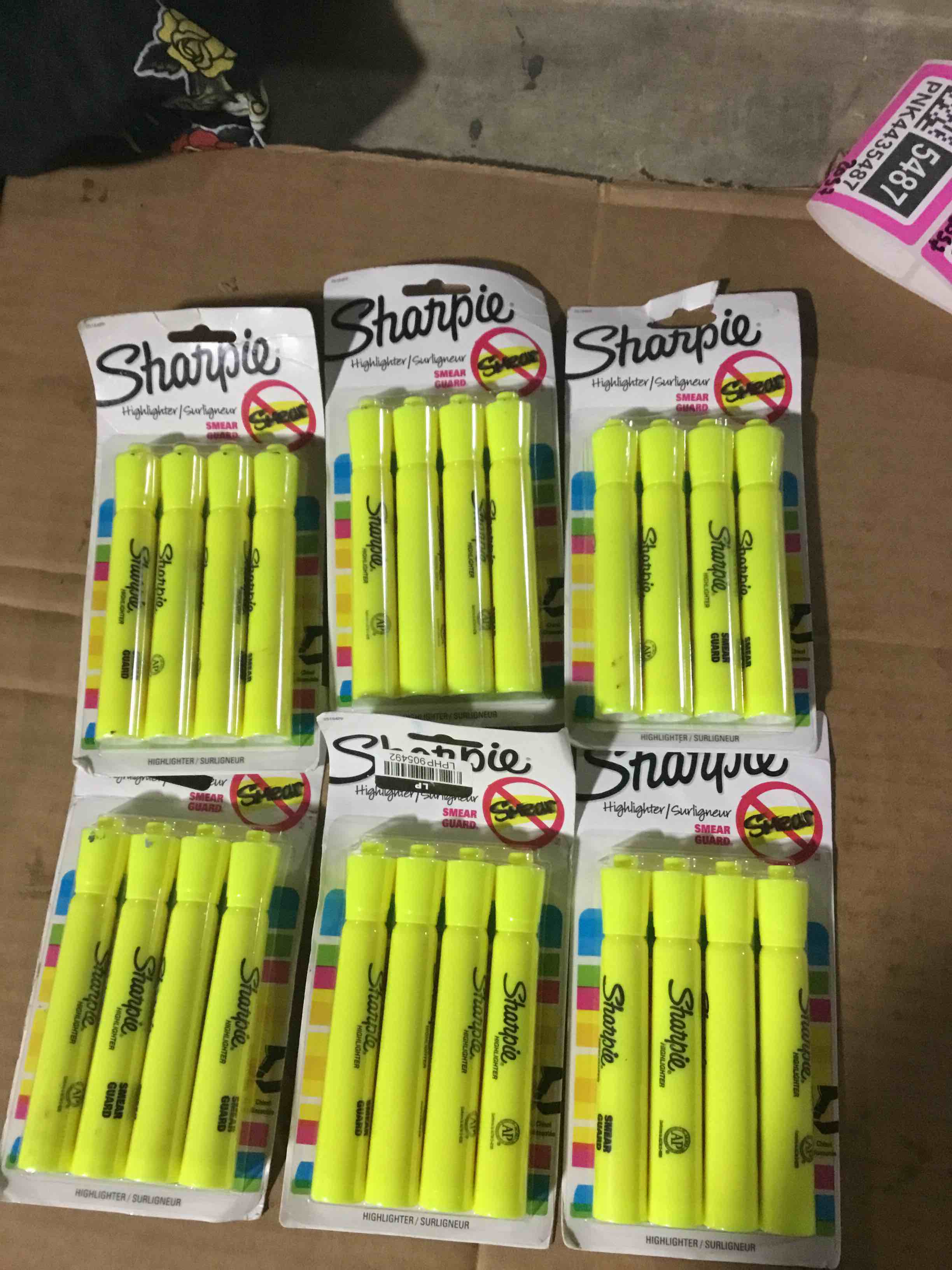 pack of 6 ,Sharpie Tank Style Highlighters  Chisel Tip  Fluorescent Yellow  4 Count