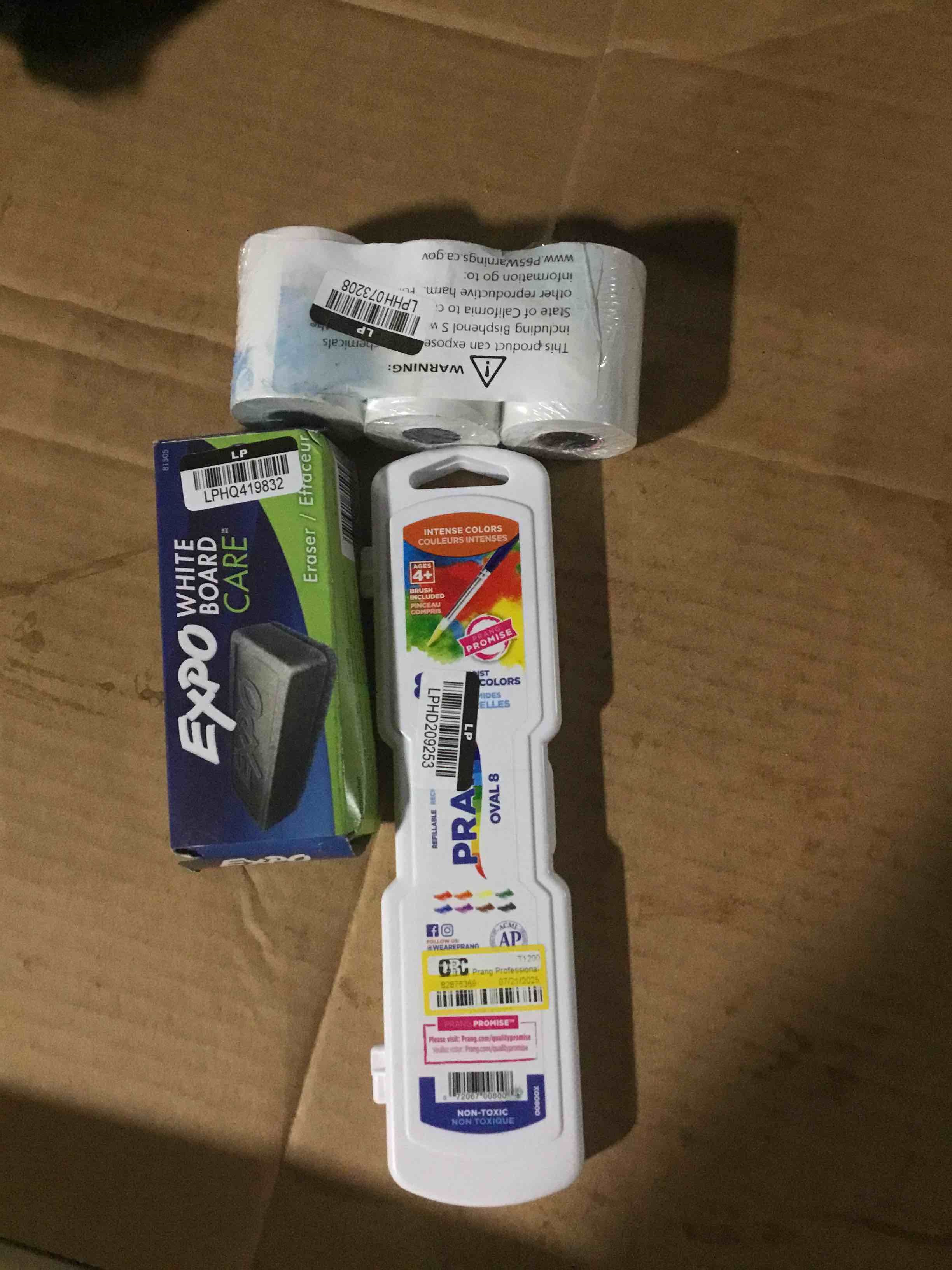 Assorted Items, Thermal Register Rolls,  Expo White Board Eraser and Water Color Mini Pallet (1 Bid)