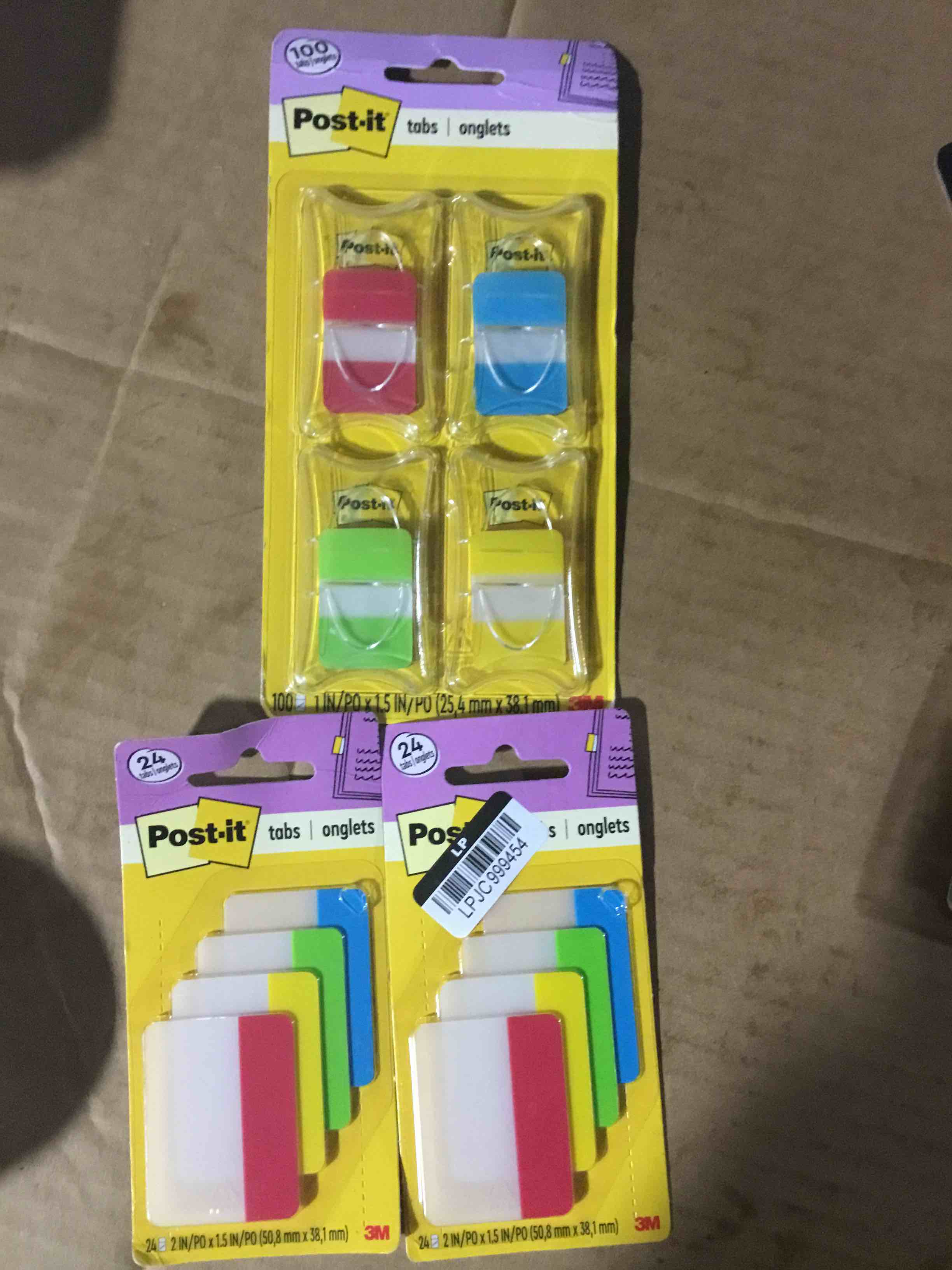 Post-it Tabs, 1 in Solid, Asst Colors, 25/Color, 25/Dispenser, 4 Dispenser/Pack (686-RALY)