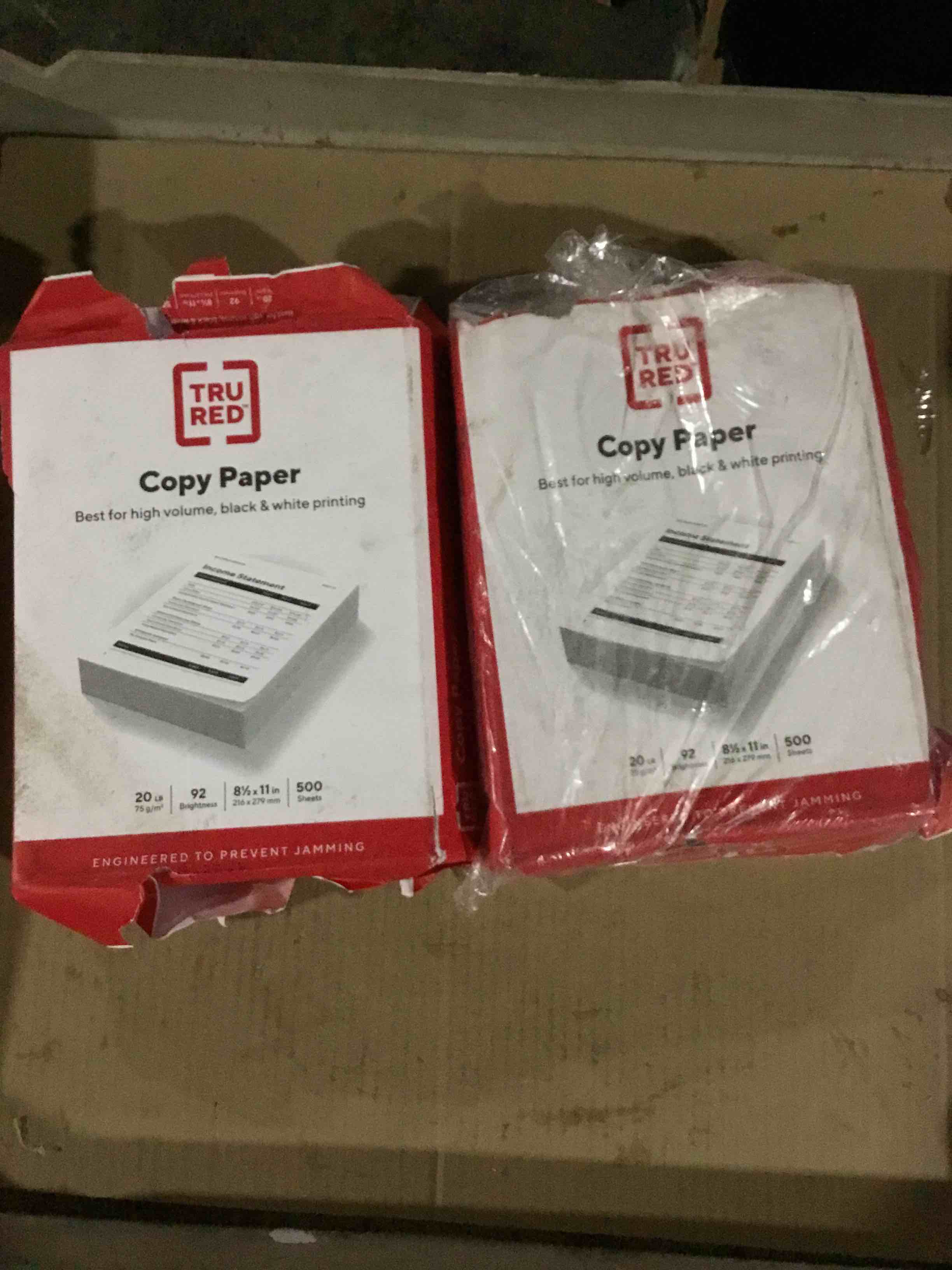 2 pack TRU RED Printer Paper, 8.5" x 11", 20 lbs., White, 500 Sheets/Ream (TR56957)