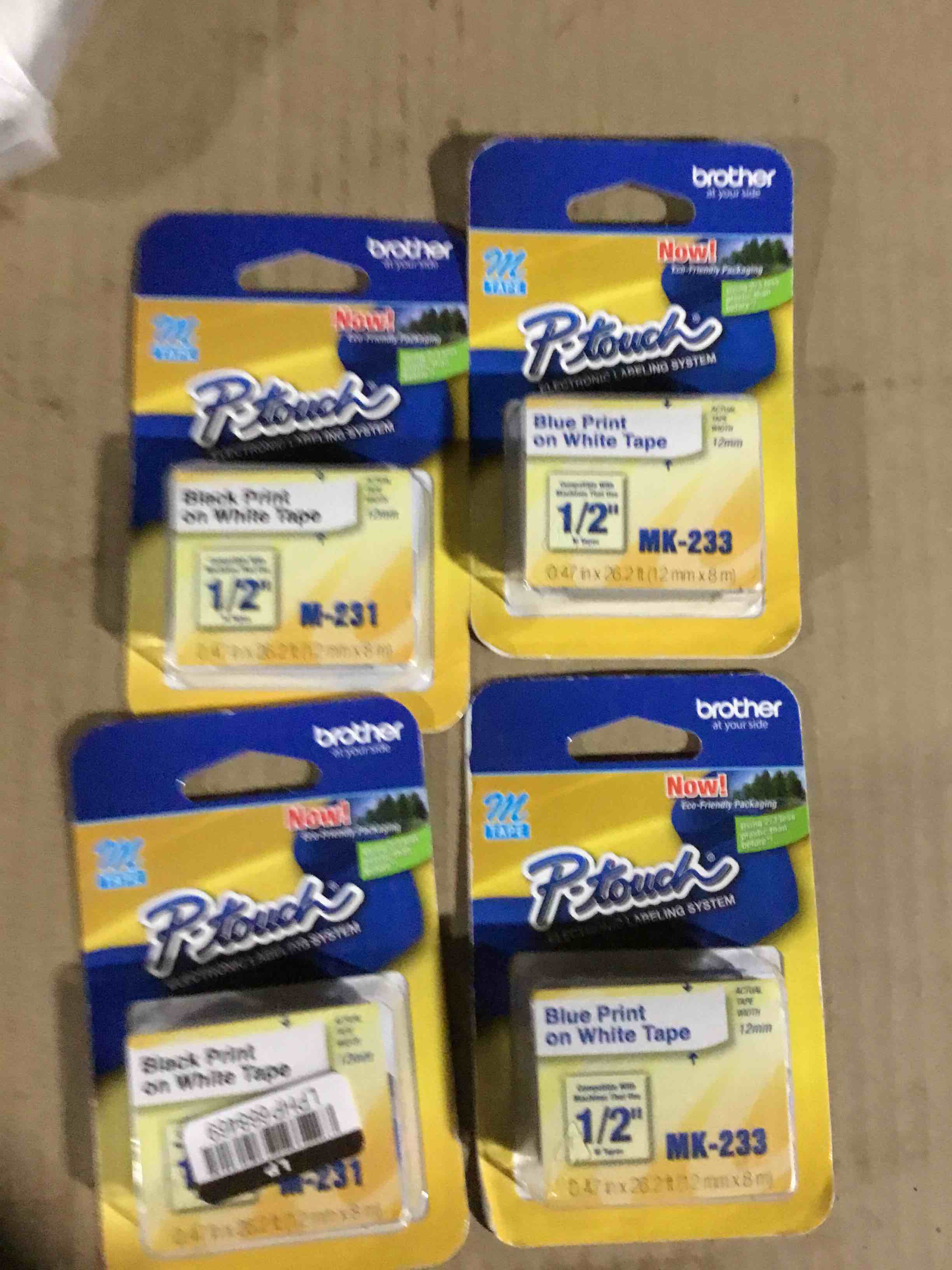 Brother Tape Cartridge 0.5IN Wide, Non-laminated Blue on White (MK233)