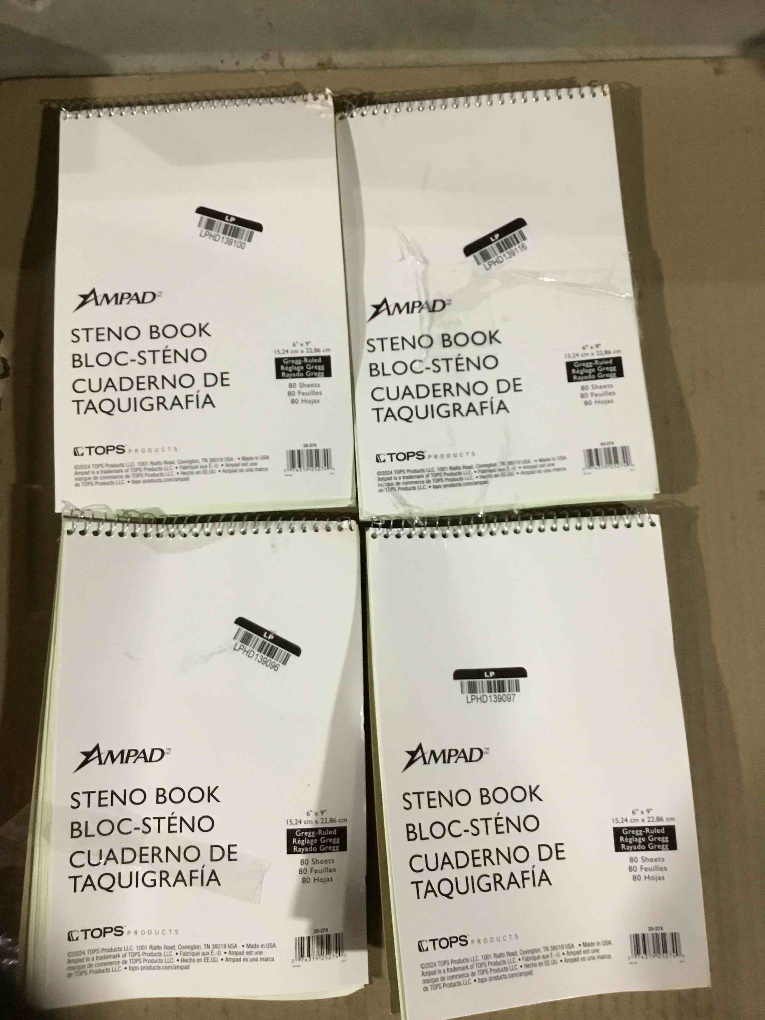 Ampad 25274 Steno Book, 15 lb., Gregg Ruled, 80 Sheets, 6-Inch x9-Inch, GN Tint