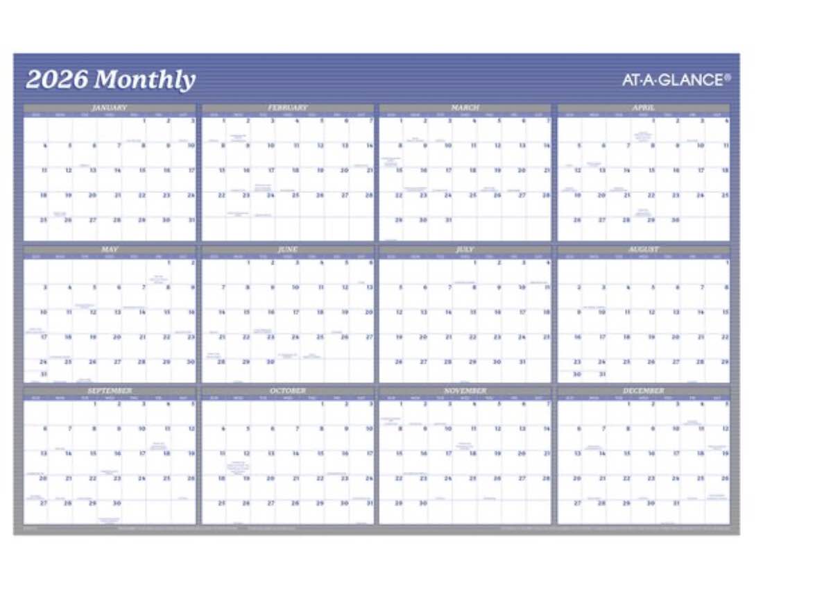 AT-A-GLANCE 2026 Vertical Horizontal Reversible Erasable Wall Calendar With
