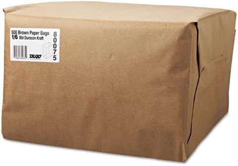 General Grocery Paper Bags, 52 lb Capacity, 1/6 BBL, 12" x 7" x 17", Kraft, 500 Bags, Brown