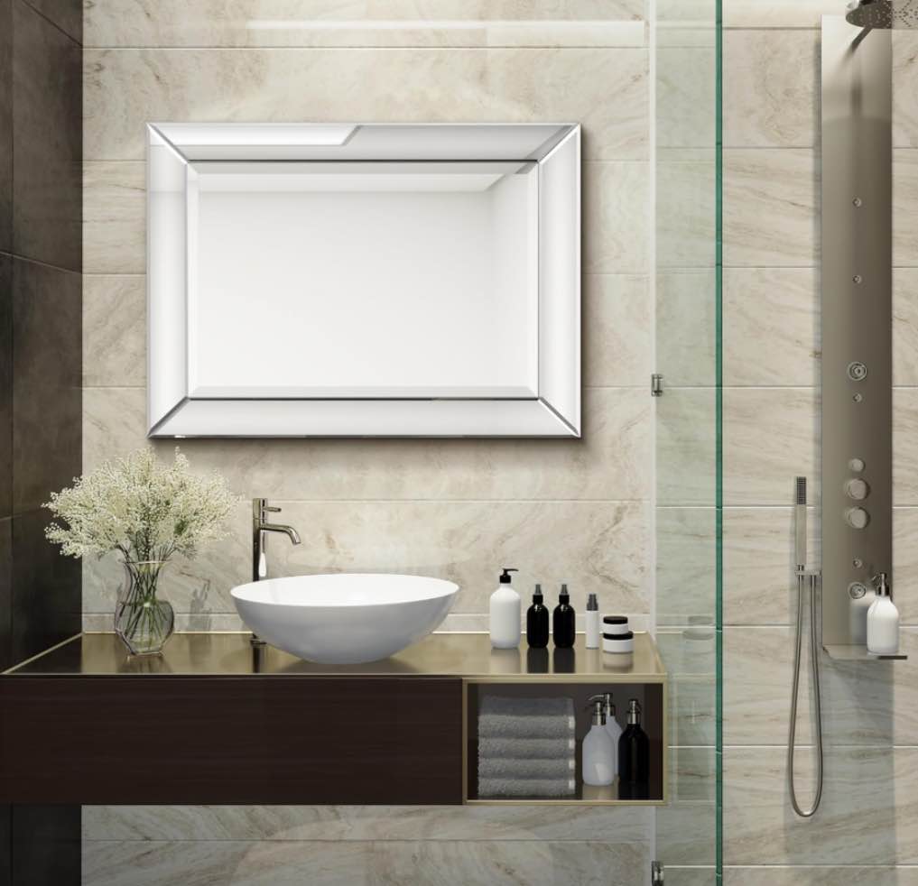 Empire Art Direct Solid Wood Framed Wall Mirror, Wall-Mounted Mirrors, 1"-Beveled, Bathroom Mirror Beveled, Vanity, Living Room ? Bedroom, 40" x 30", Ready to Hang