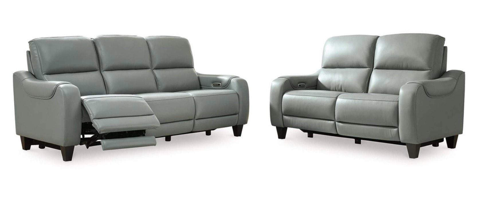 Mosswell Dual Power Leather Reclining Sofa and Loveseat 