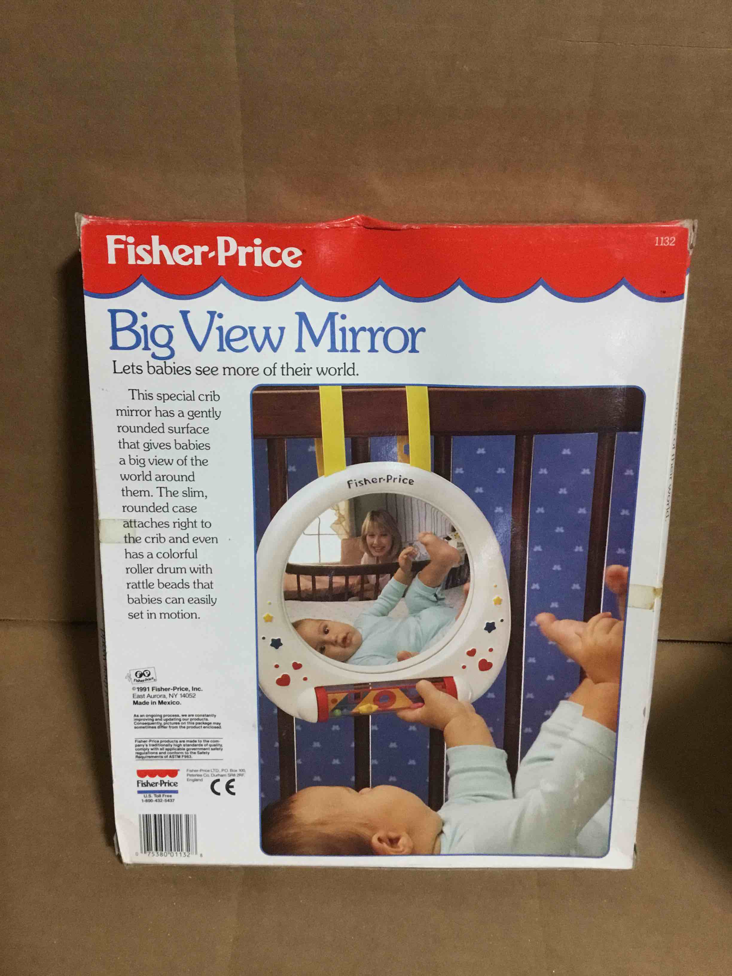 Condition photo showing New/Like New for Rare Vintage 1991 Fisher Price Big View Baby Mirror Crib Toy Model 1132 In Box