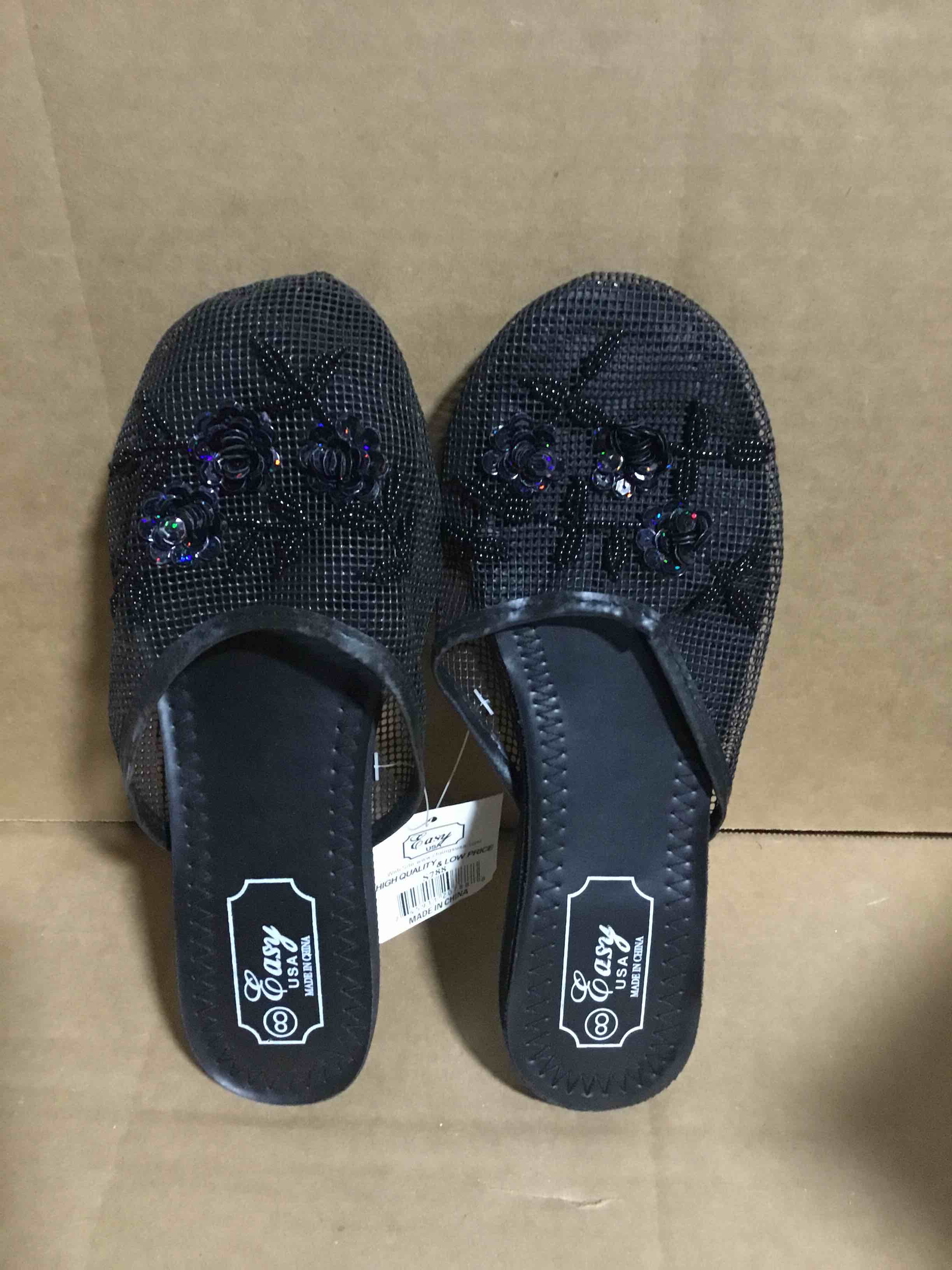 Condition photo showing New/Like New for Women's Nwts Easy Usa Beaded/sequin Slide-on Low Wedge Shoes Sz 8