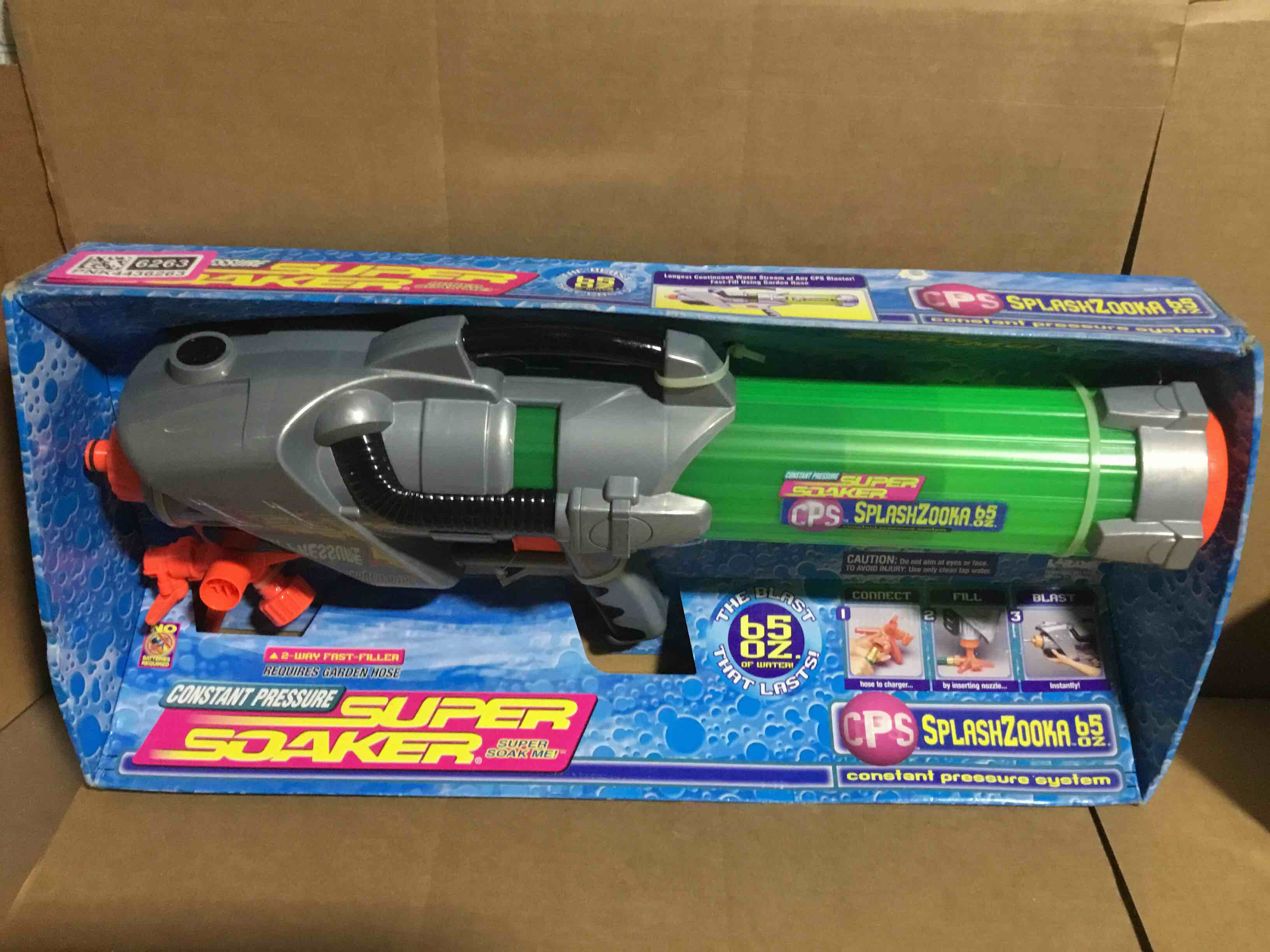 Condition photo showing New/Like New for Vtg Larami Super Soaker Cps Splashzooka 65 Oz Water Squirt Gun Tested