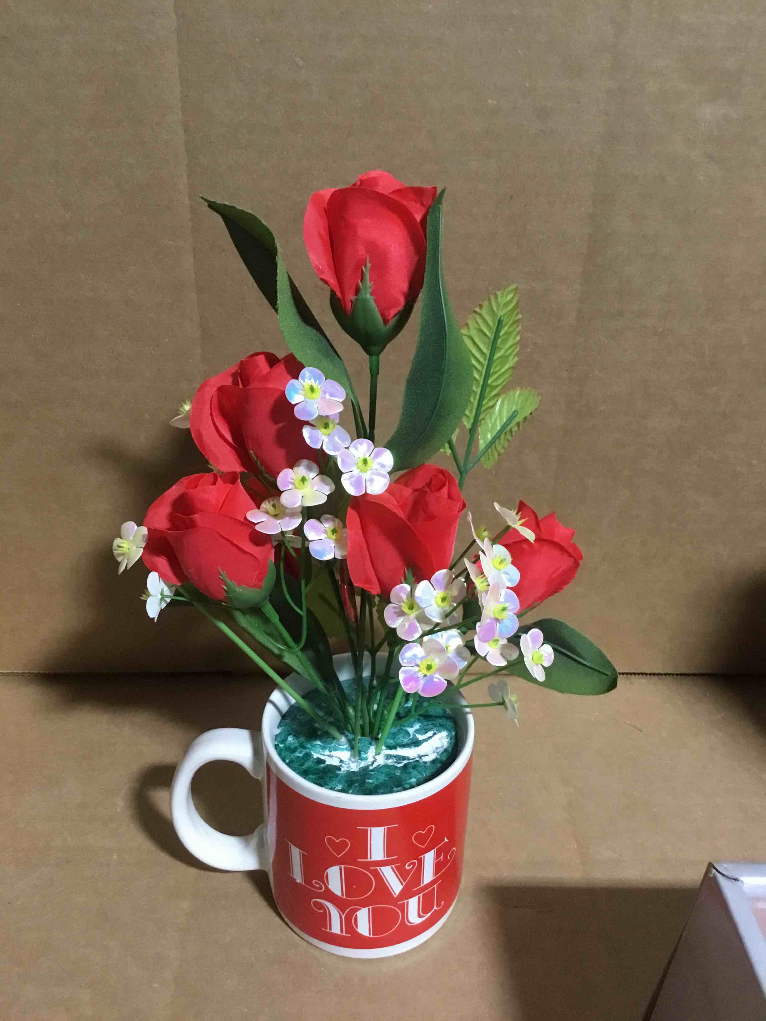 Condition photo showing New/Like New for Silk Artificial Flowers of 6 Valentine’s Head Flowers, Red Rose