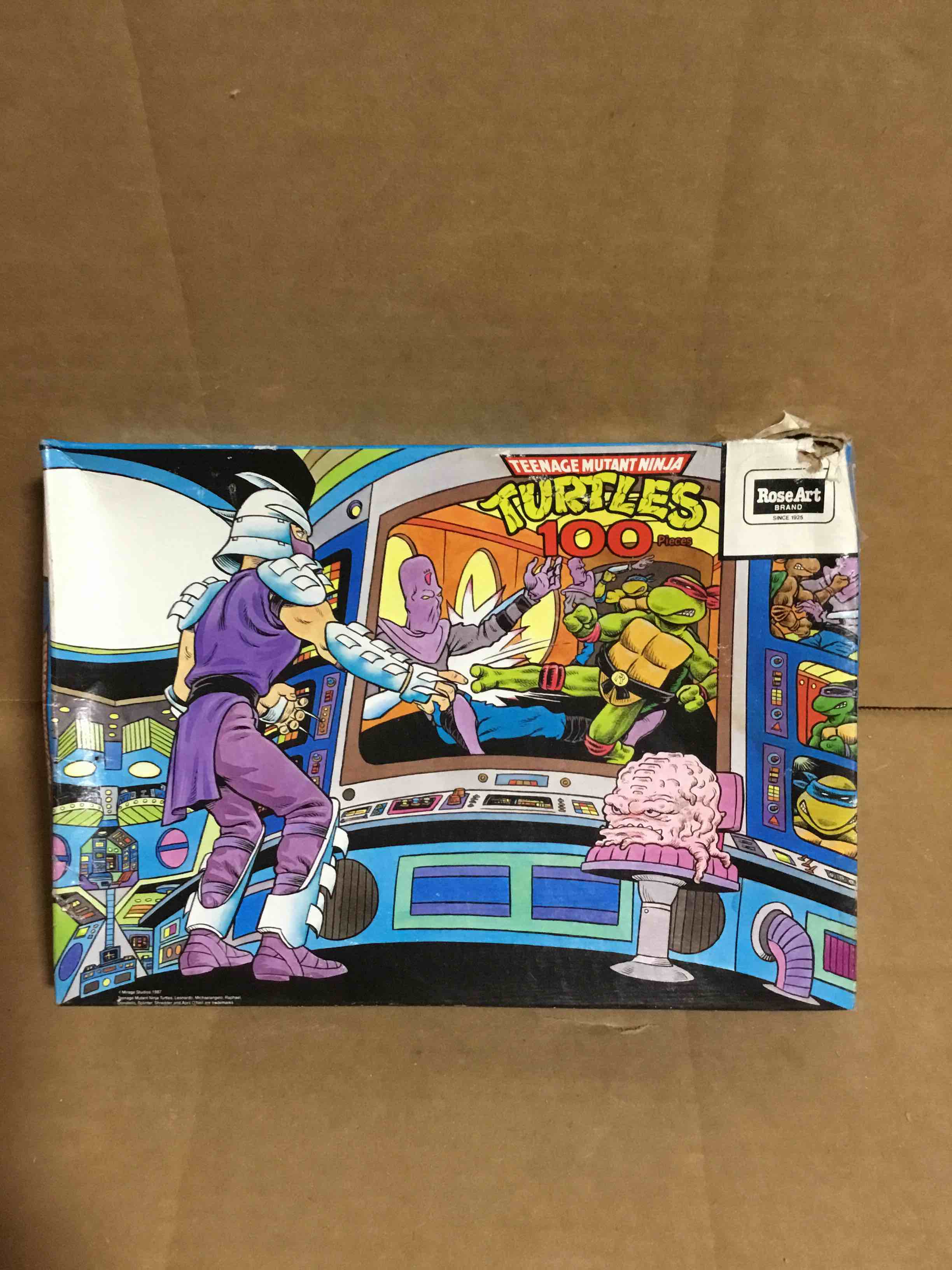 Condition photo showing As Is for VINTAGE 1989 TMNT Ninja Turtles 100 pc Puzzle Ninja Pizza RoseArt New Old Stock