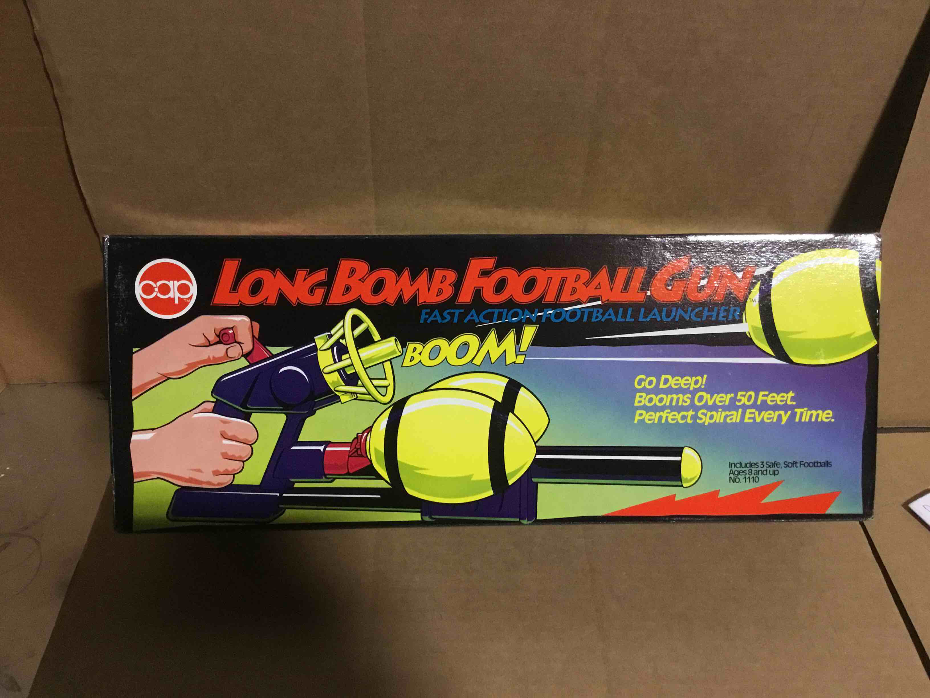 Vintage Long Bomb Football Gun 2 Footballs 1992 