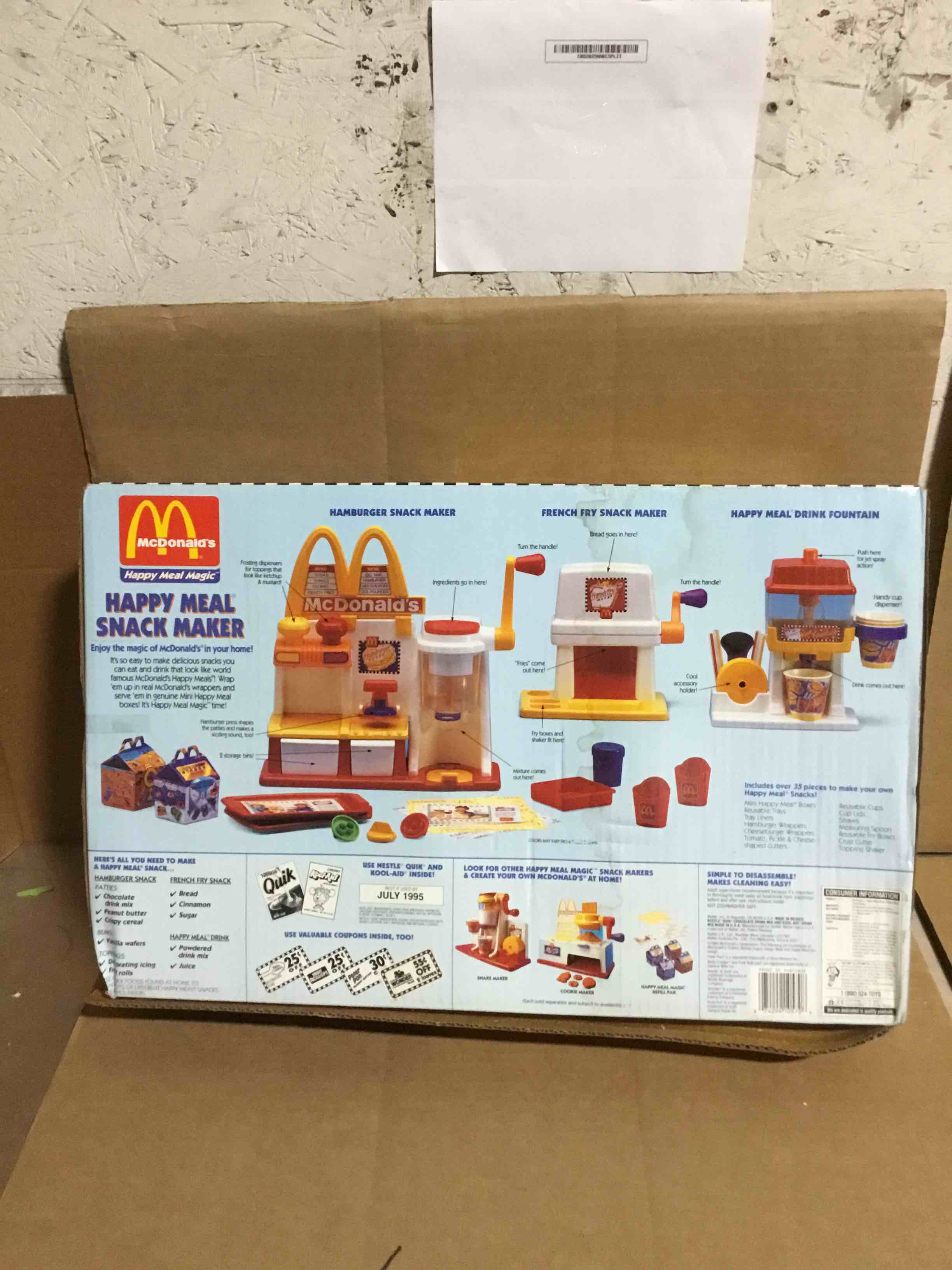 Condition photo showing New/Like New for McDonald's Happy Meal Magic Snack Maker Hamburger French Fry Maker 1993