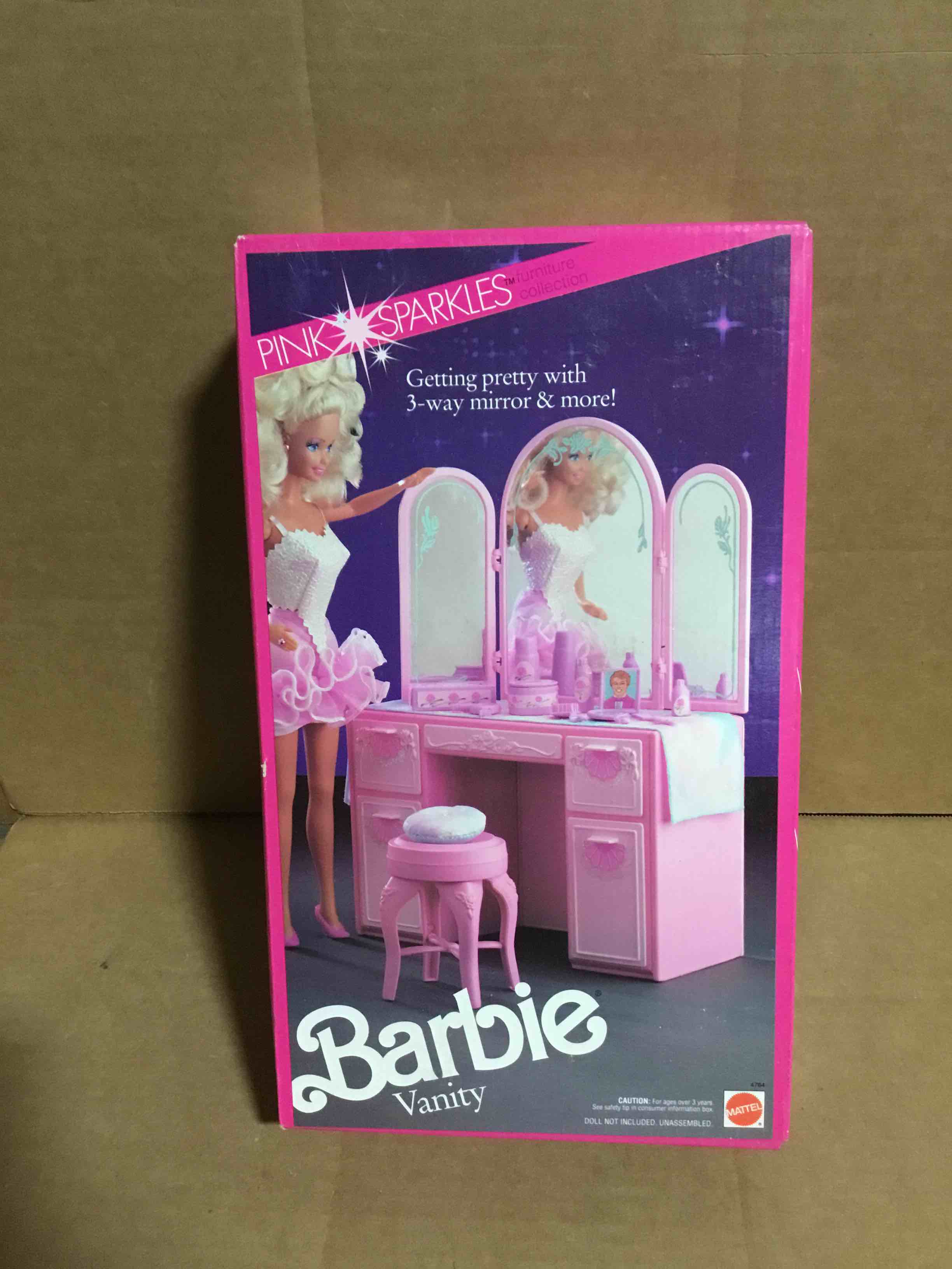 Condition photo showing New/Like New for Very Rare Vintage 1991 Barbie Vanity Pink Magic Mattel Sealed Misb