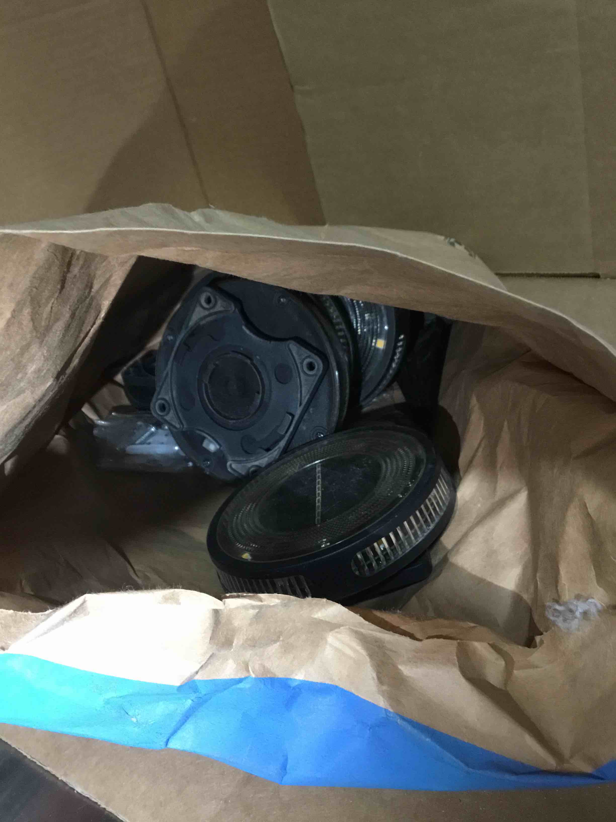 Condition photo showing As Is for Member's Mark Matte Black LED Solar Disc Lights, 6-Pack