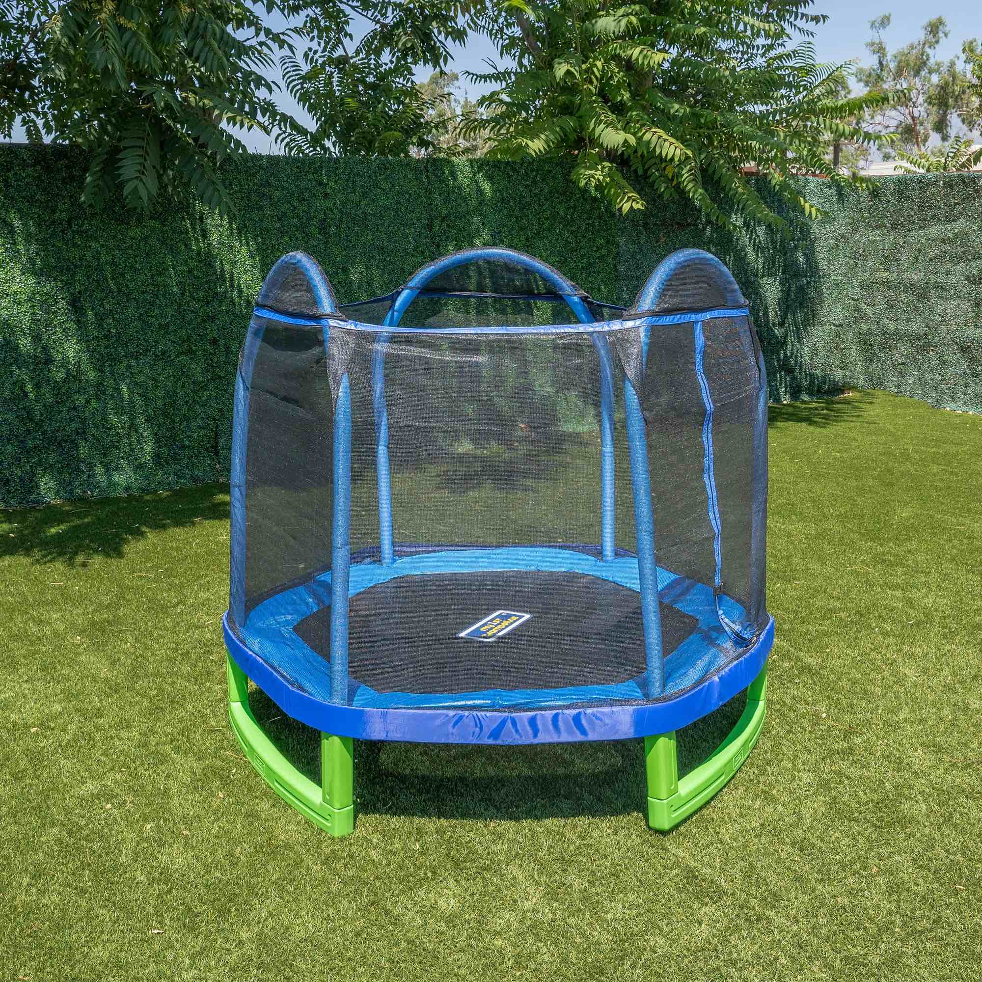 Bounce Pro 7-Foot My First Trampoline Hexagon (Ages 3-10) for Kids  Blue/Green