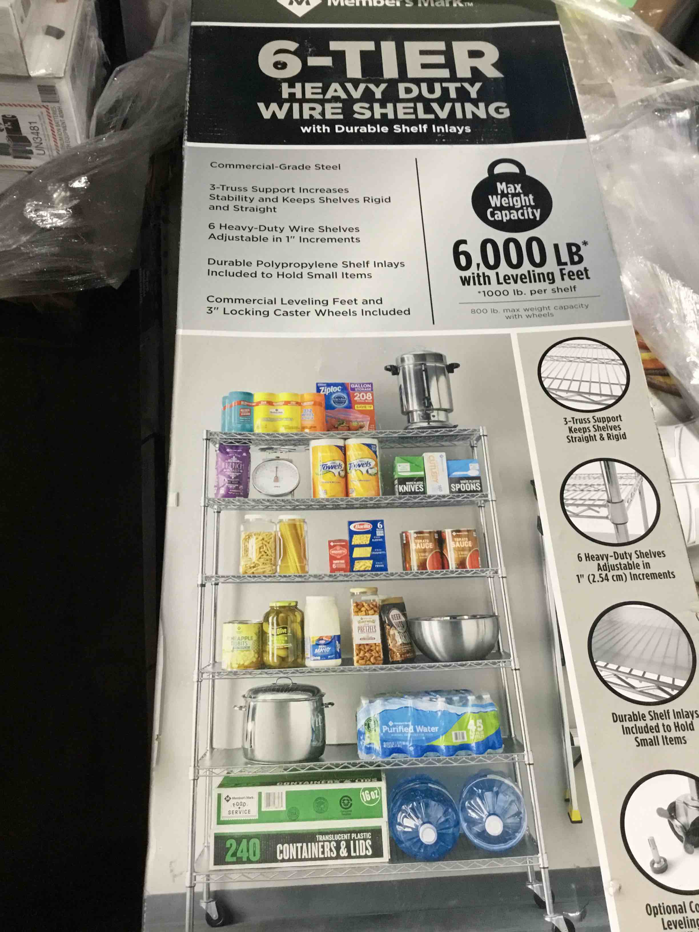 Condition photo showing New/Like New for Member's Mark 6-Tier NSF Heavy Duty Wire Shelving, 47.75" W x 18" D x 75.5" H