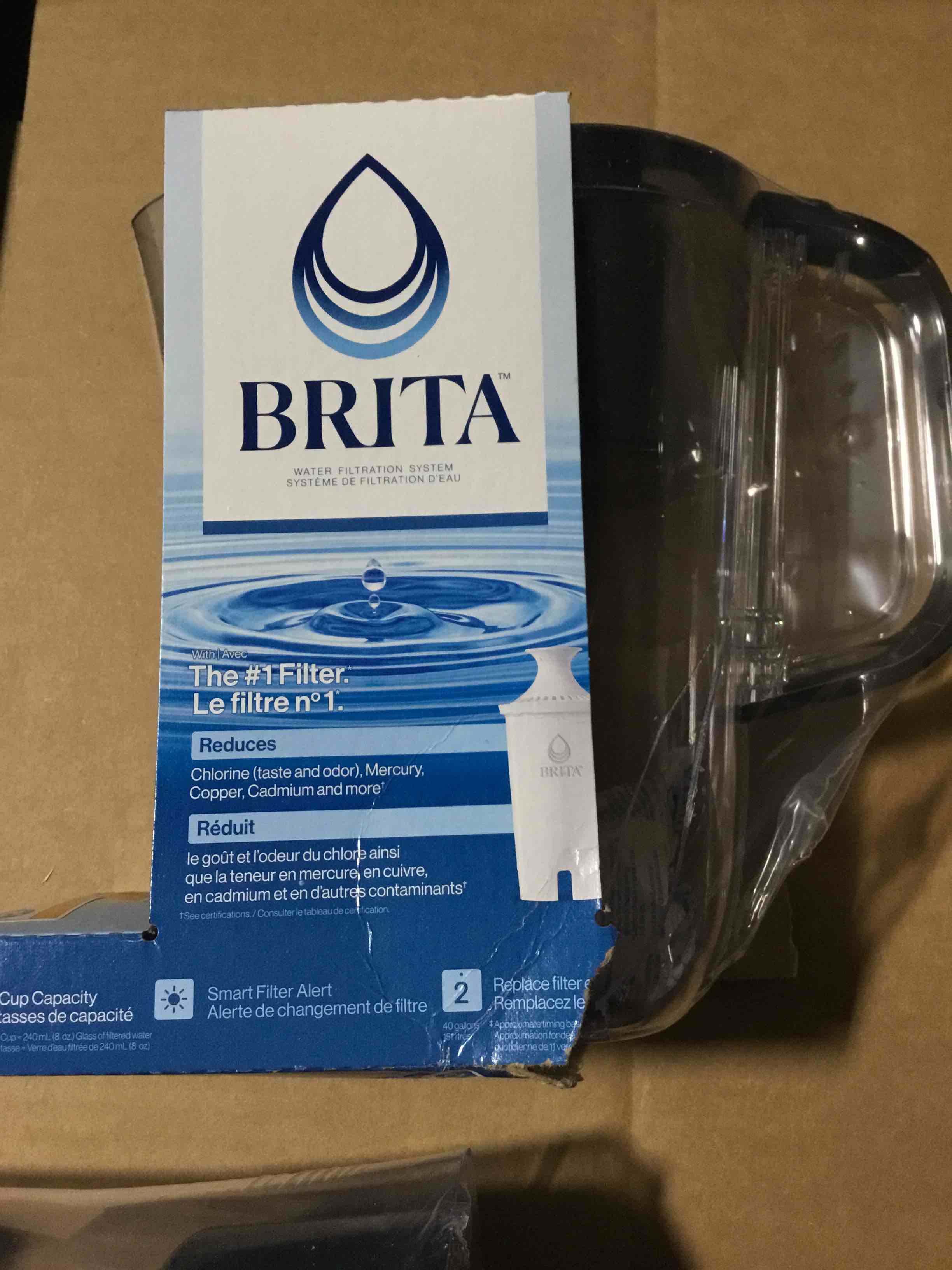 Condition photo showing New/Like New for Brita Small 6 Cup Black Denali Water Filter Pitcher with 1 Brita Standard Filter