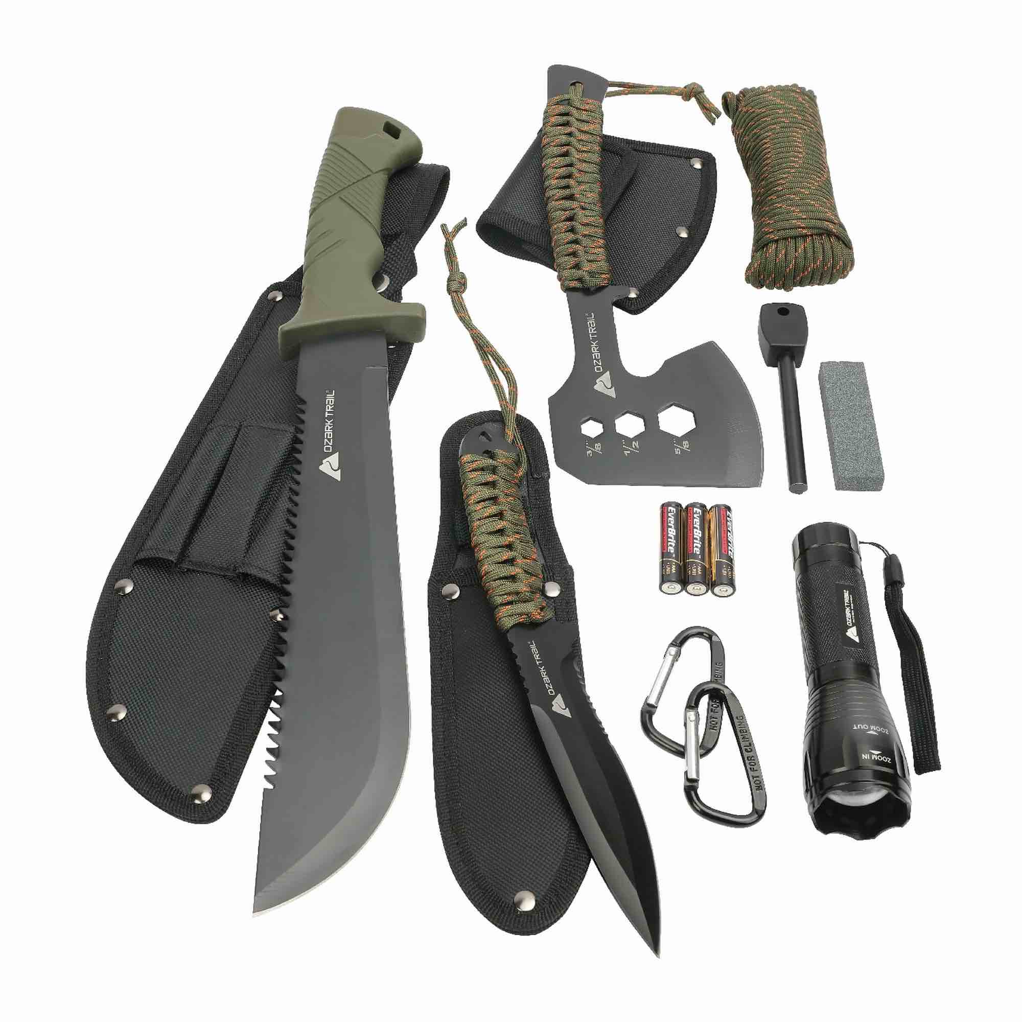 Ozark Trail 12 Pack Camping Tool Set with Flashlight  Machete  Knife