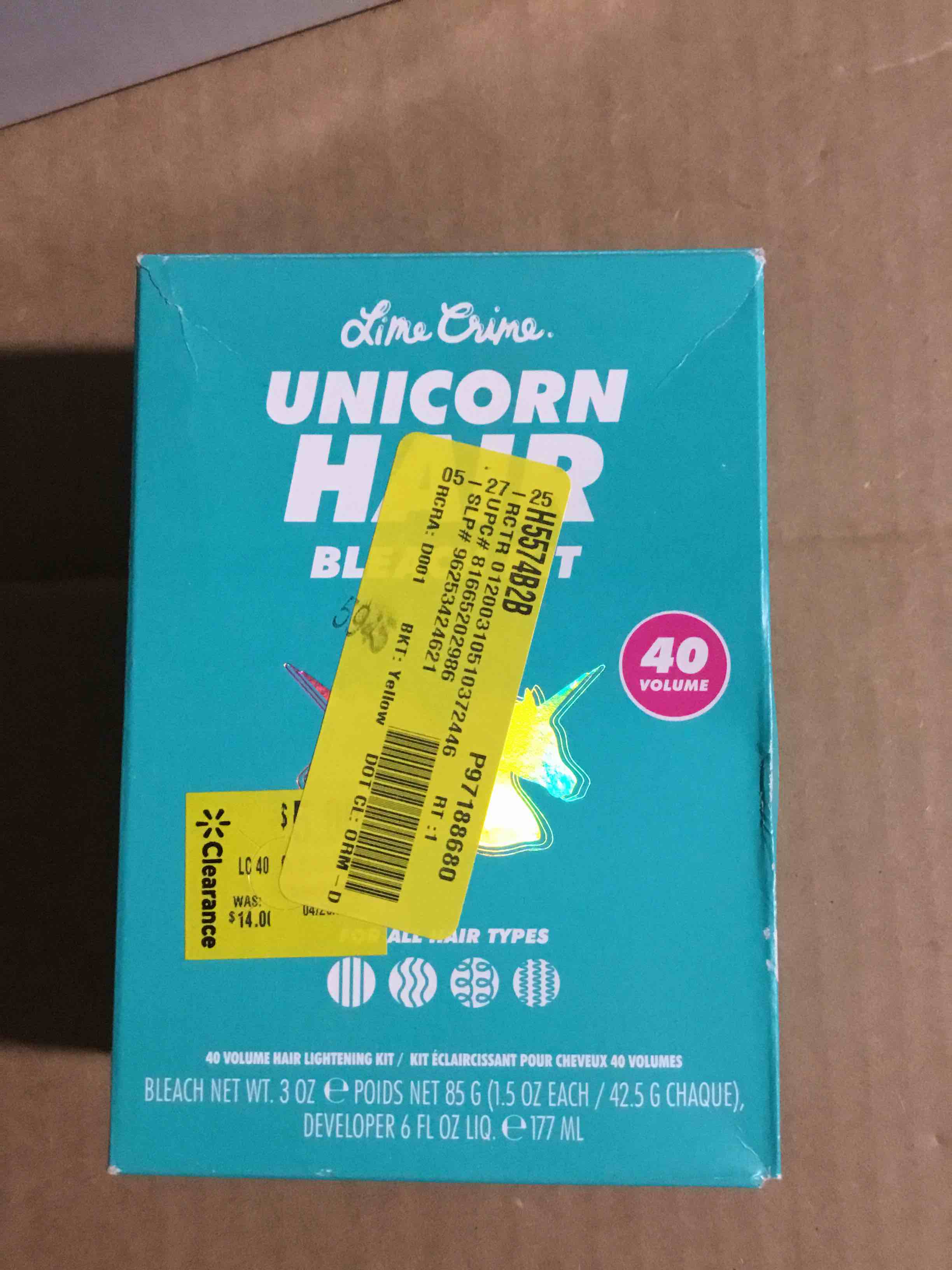 Condition photo showing New/Like New for Lime Crime Unicorn Hair Bleach Kit - Includes 40 Volume Cream Developer & Bleach Powder - Lightener for Dark Hair - Bleaching Powder Lightening Kit