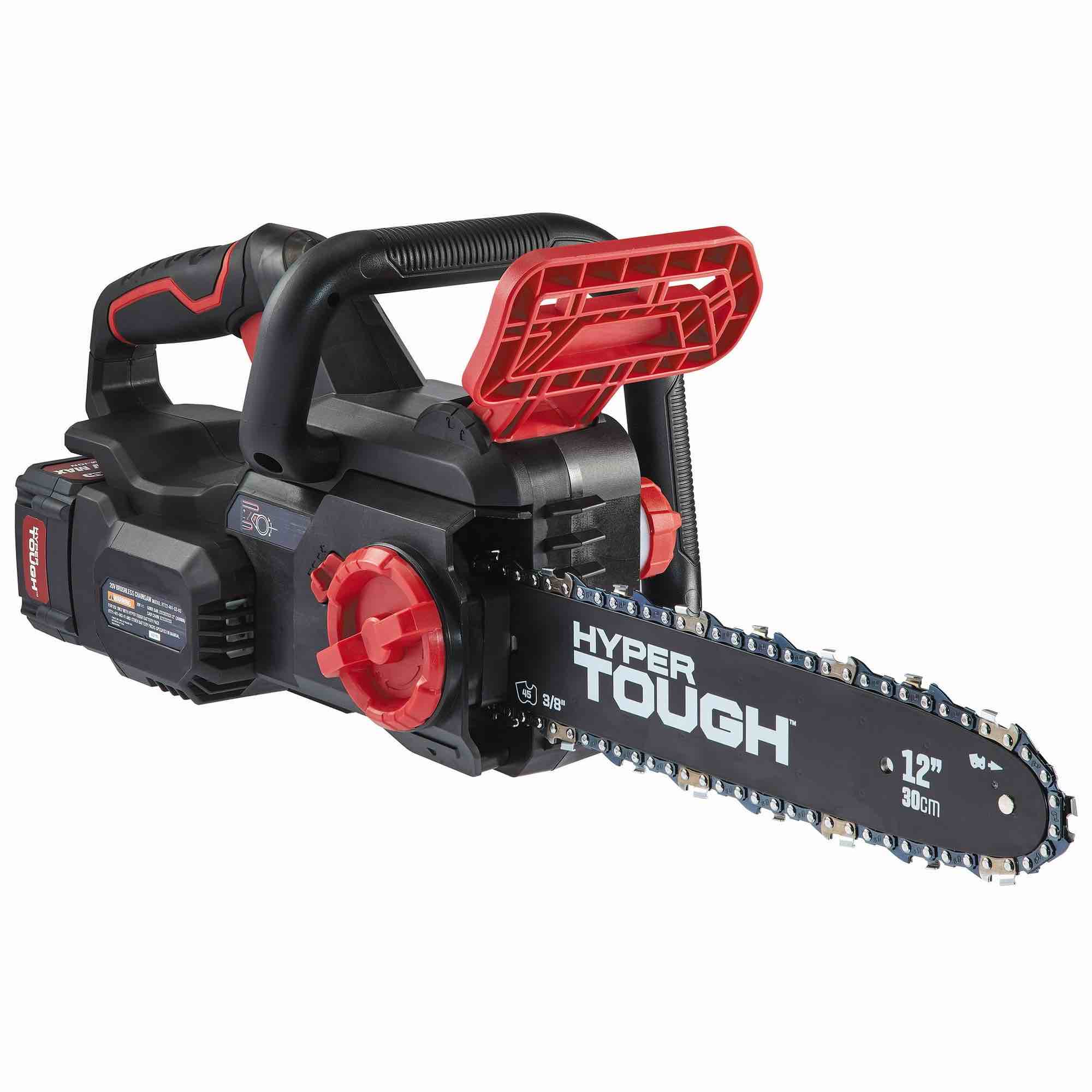 hyper tough 20v 4.0ah battery powered 12in brushless chainsaw, ht22-401-03-03