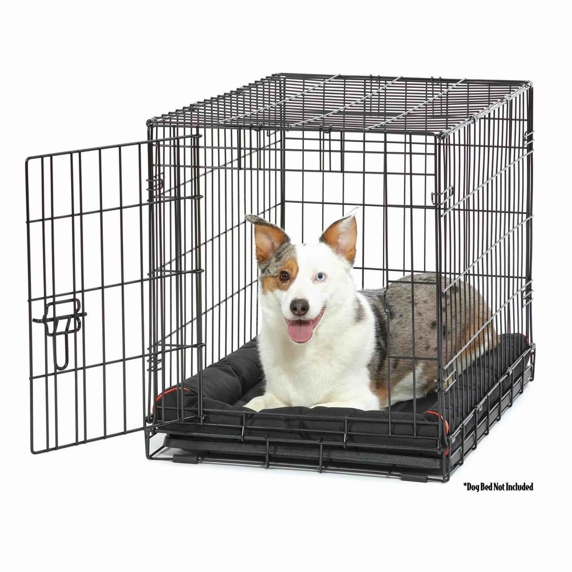 Vibrant Life Single Door Folding Metal Wire Dog Crate with Divider and Tray  Black  30