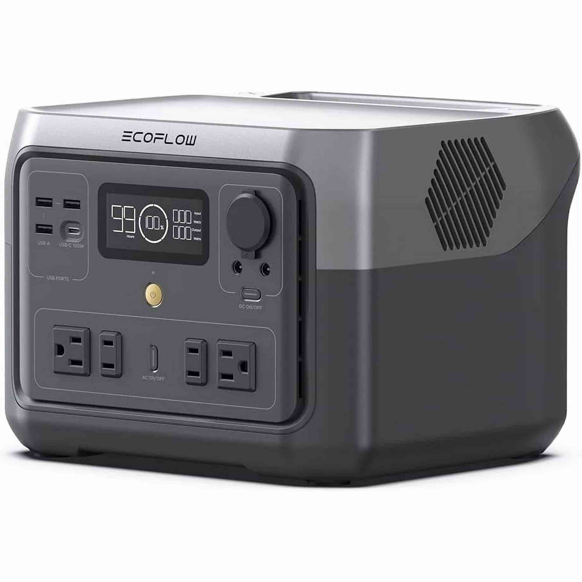 ecoflow river 2 max portable power station 512wh capacity,solar generator,1000w ac output for outdoor camping,home backup,emergency,rv,off-grid