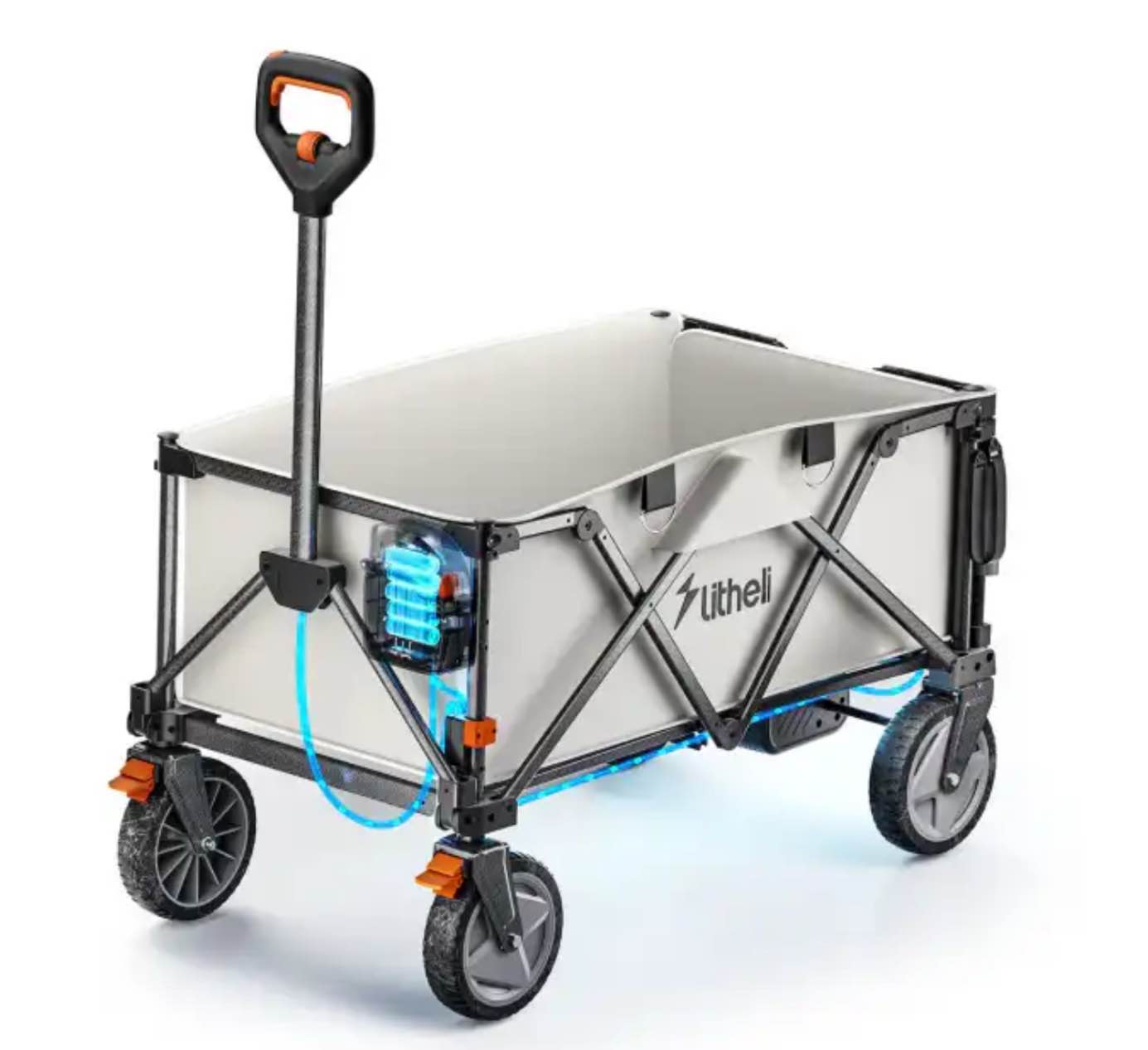 Litheli Electric Foldable Utility Camping Wagon with Power Bank
