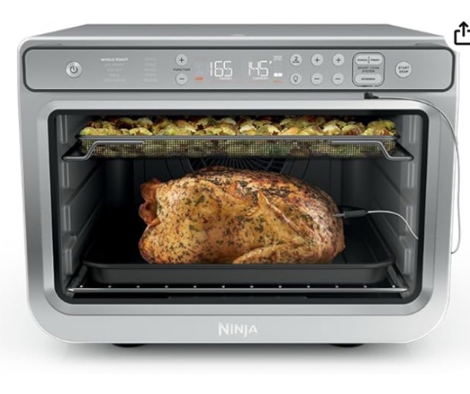 Ninja Prestige Smart XL with Pro Cook System 10-in-1 Air Fry Digital Countertop Convection Toaster Oven with Air Fry, Air Roast, Broil & Bake, Pro Cook Thermometer, 1800 Watts, Stainless Steel, DT551