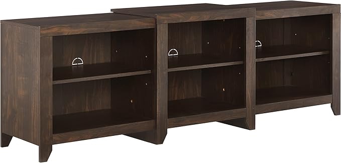 Crosley Furniture Ronin Low Profile TV Stand for 75+ inch TVs, Entertainment Center with Storage Shelves, Dark Walnut