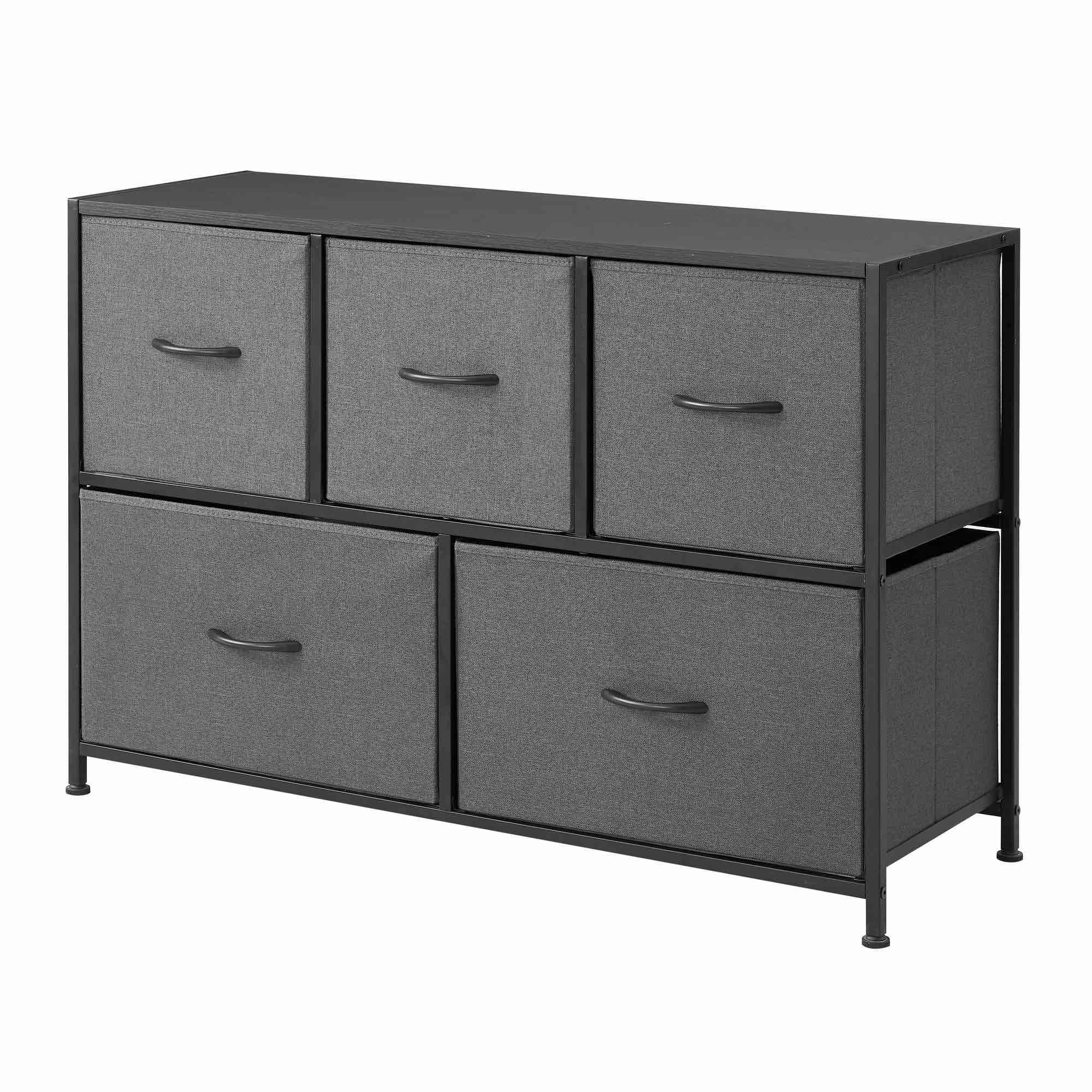 Mainstays 5 Drawer 40" Wide Fabric Storage Dresser for Bedroom, Grey