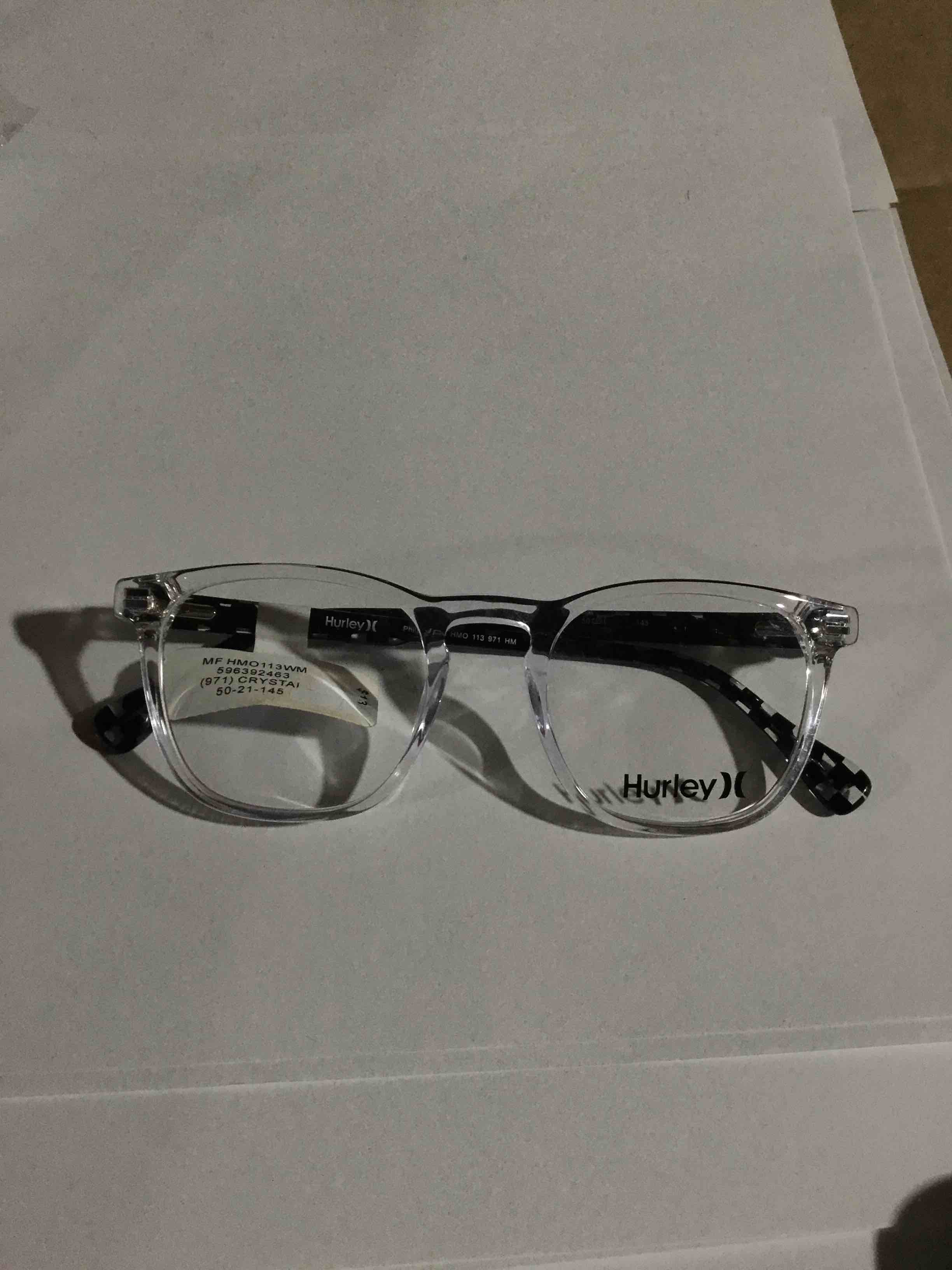 Condition photo showing New/Like New for Hurley Men's HMO113 Prescription Eyeglasses with Case, Crystal