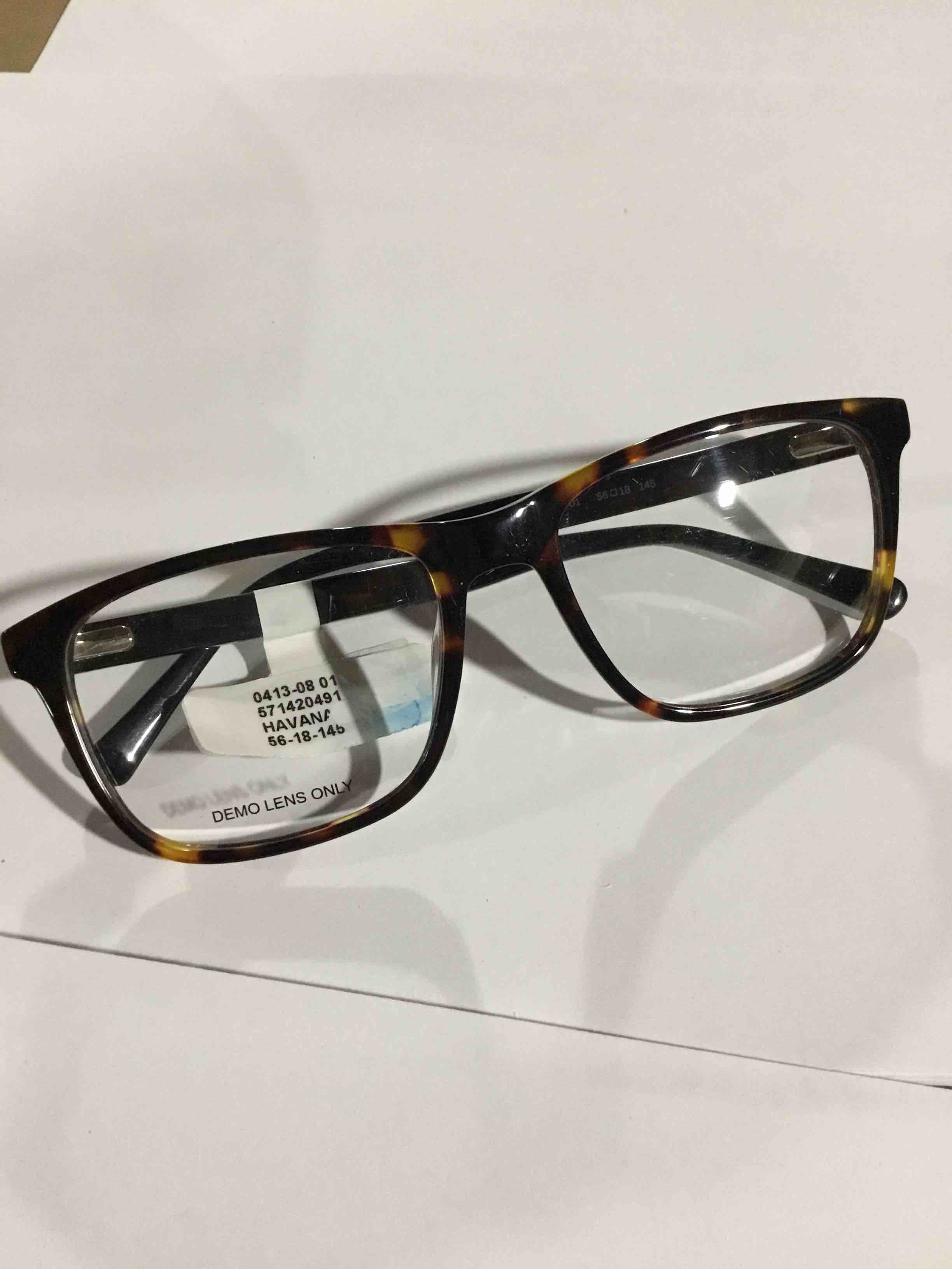 Condition photo showing New/Like New for Walmart Men's 0413-08 Square Prescription Eyeglasses with Case, Brown Tortoise
