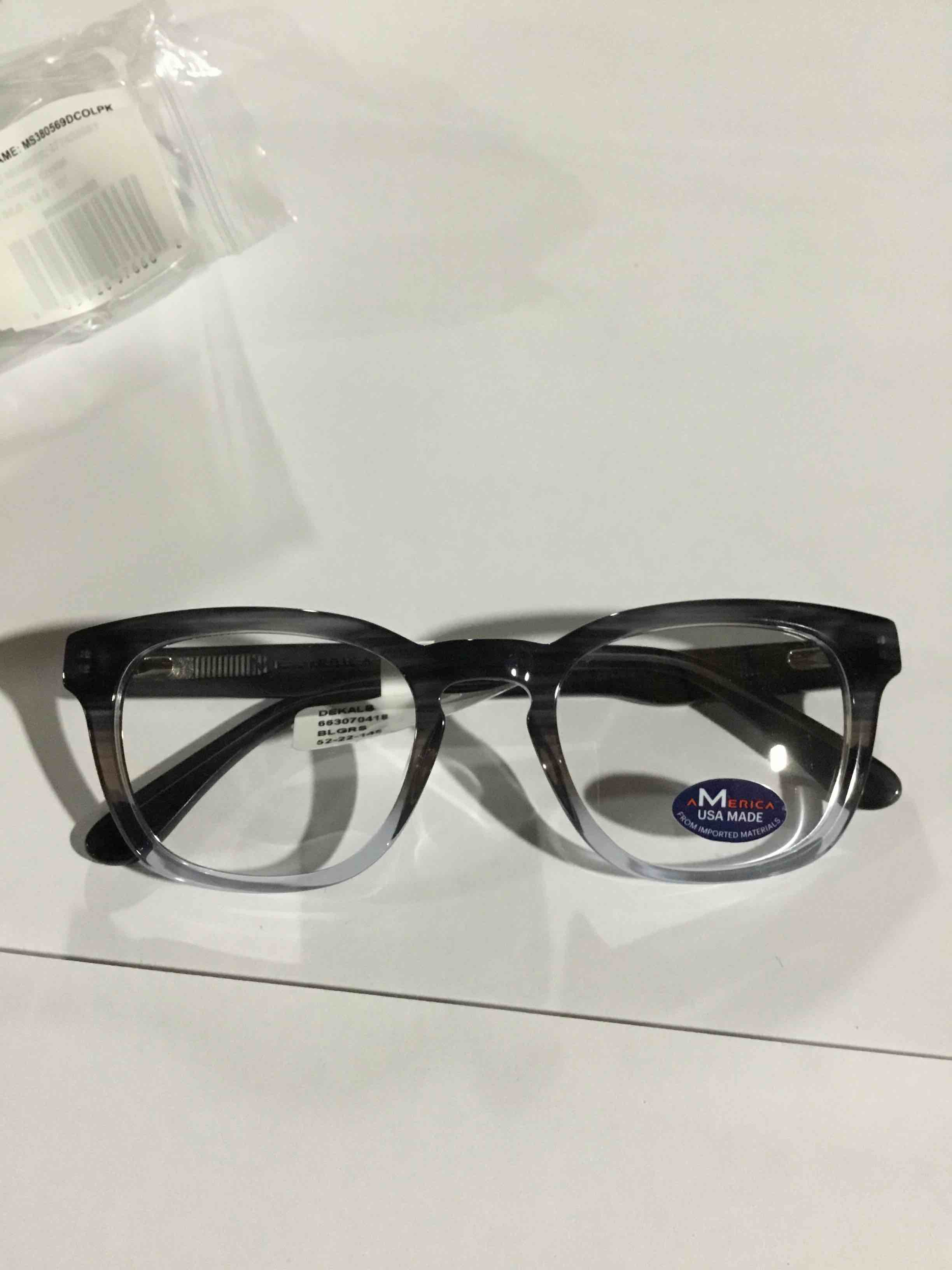 Condition photo showing New/Like New for M America Unisex Dekalb Square Prescription Eyeglasses with Case, Blue Gradient