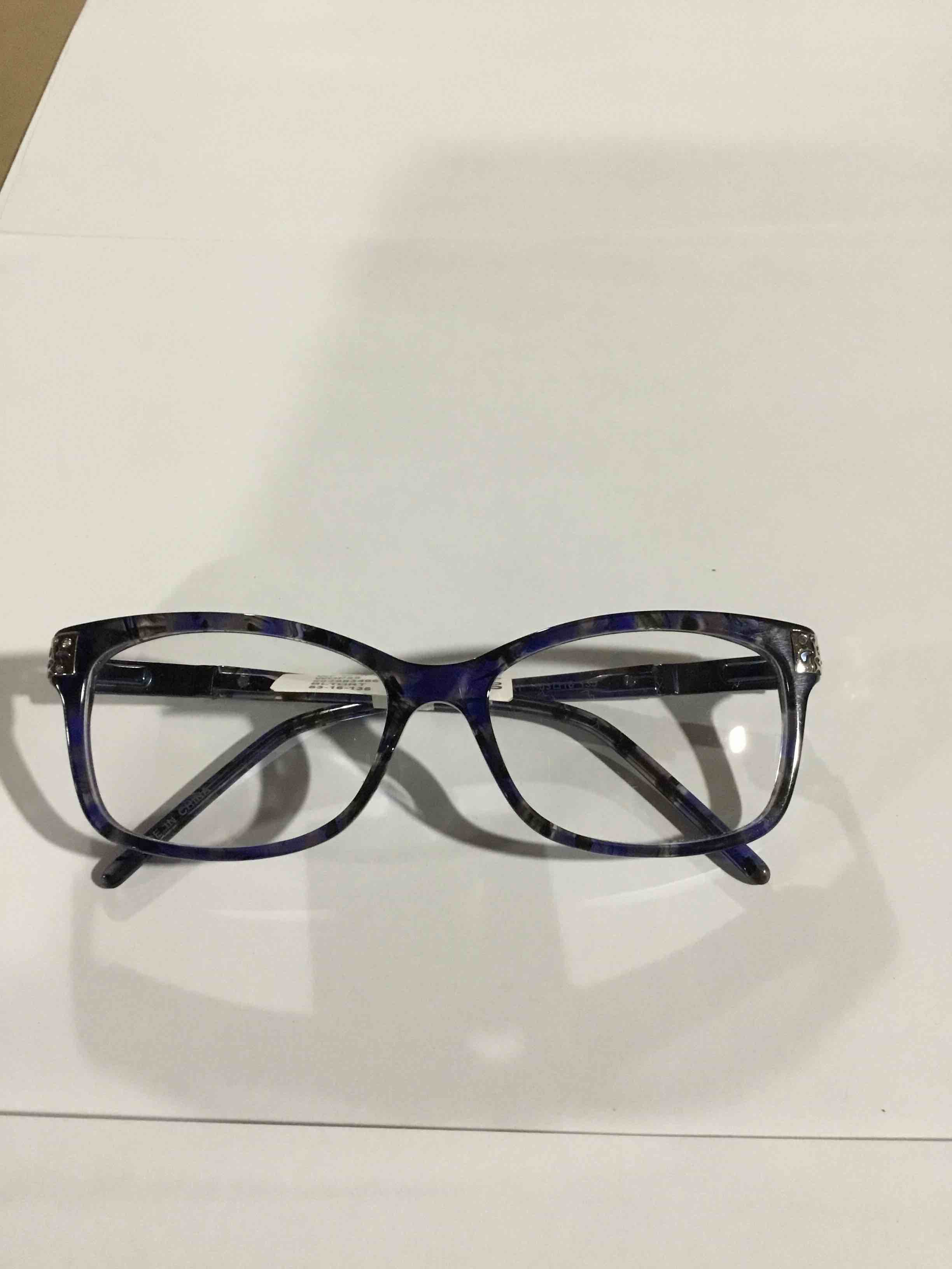 Condition photo showing New/Like New for Walmart Women's WOP58 Rectangular Prescription Eyeglasses with Case, Black/Blue Tortoise
