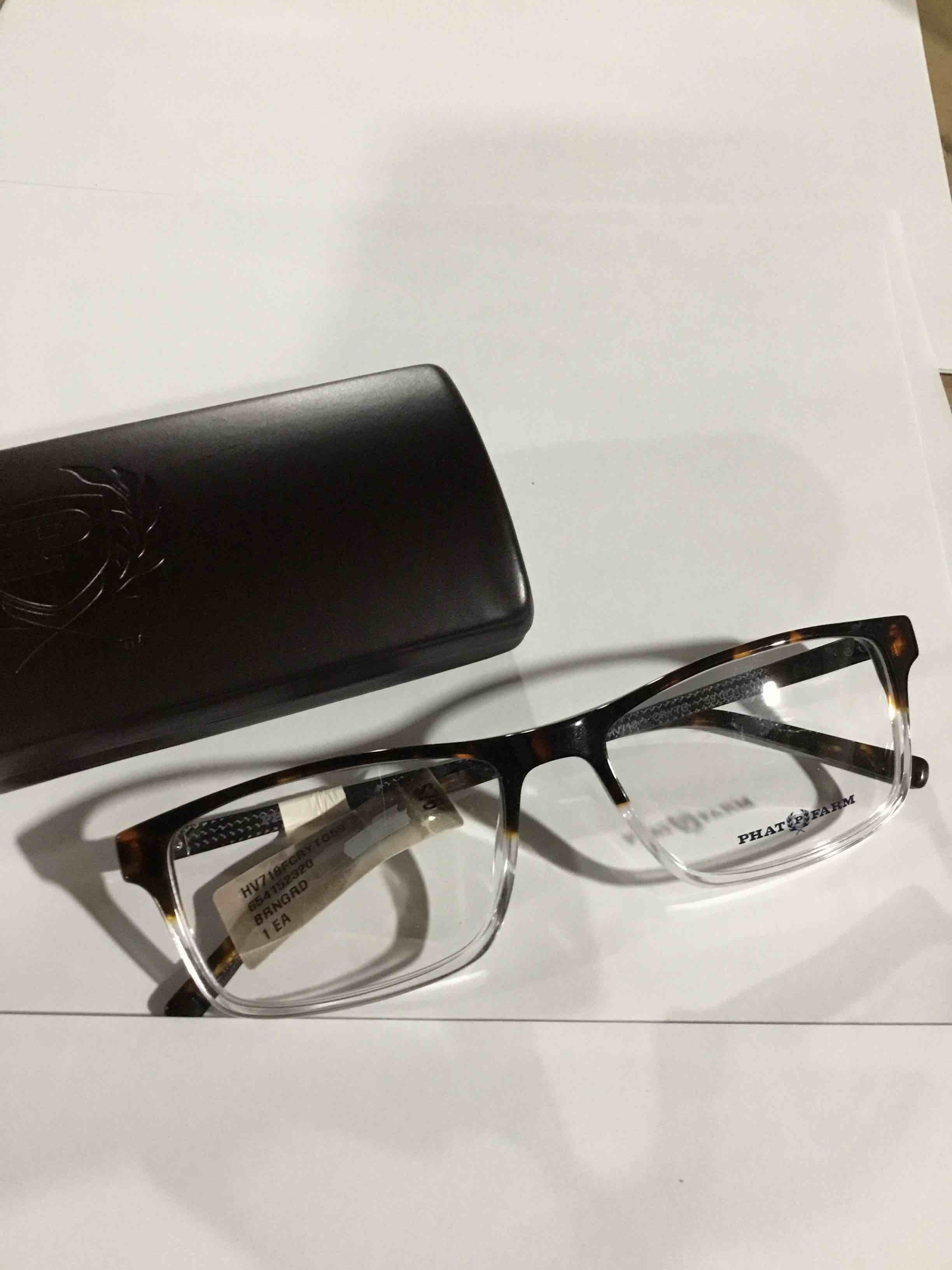 Condition photo showing New/Like New for Walmart Women's WOP58 Rectangular Prescription Eyeglasses with Case, Black/Blue Tortoise