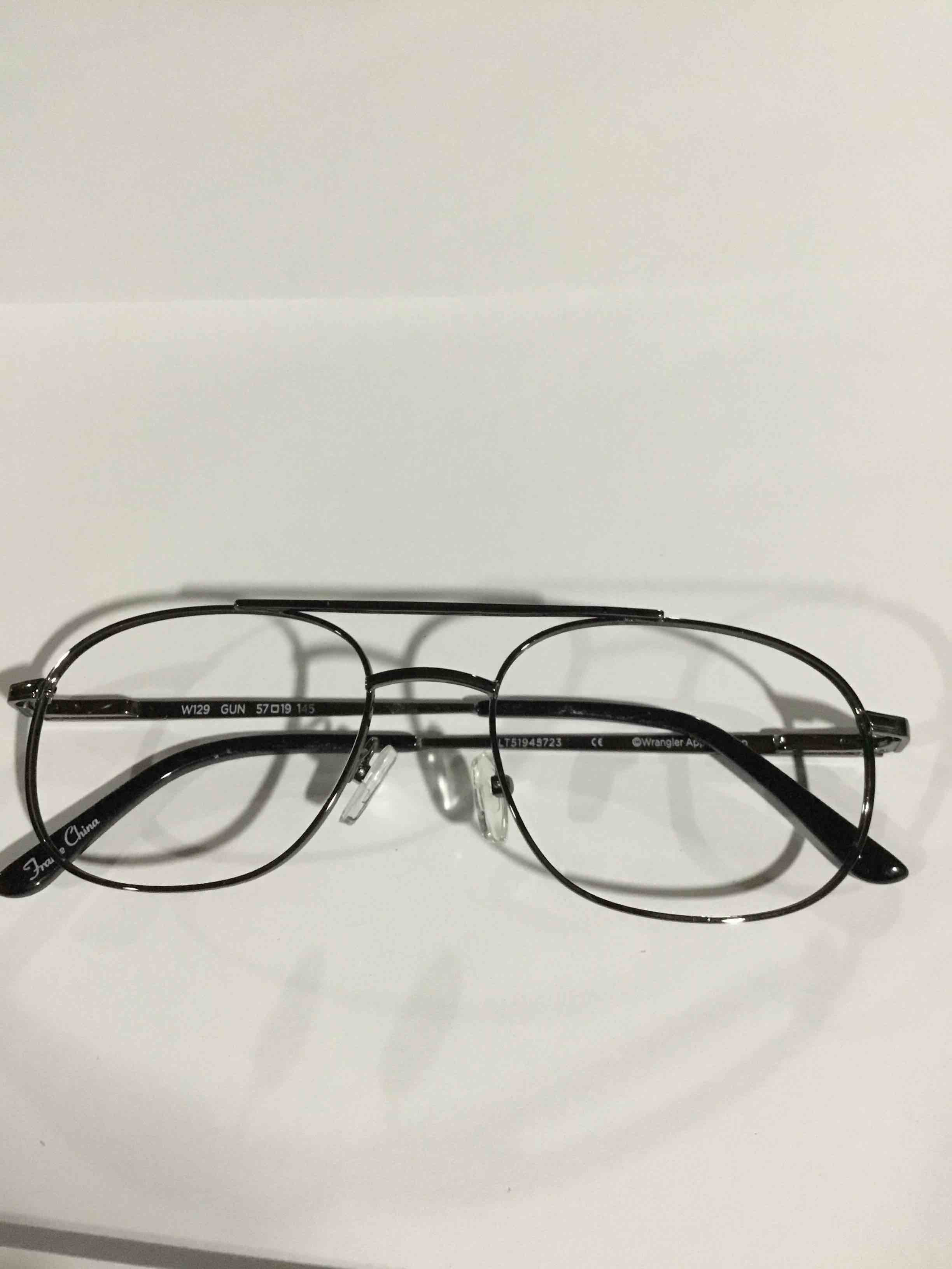 Condition photo showing New/Like New for Wrangler Men's W129 Oval Prescription Eyeglasses with Case, Gunmetal