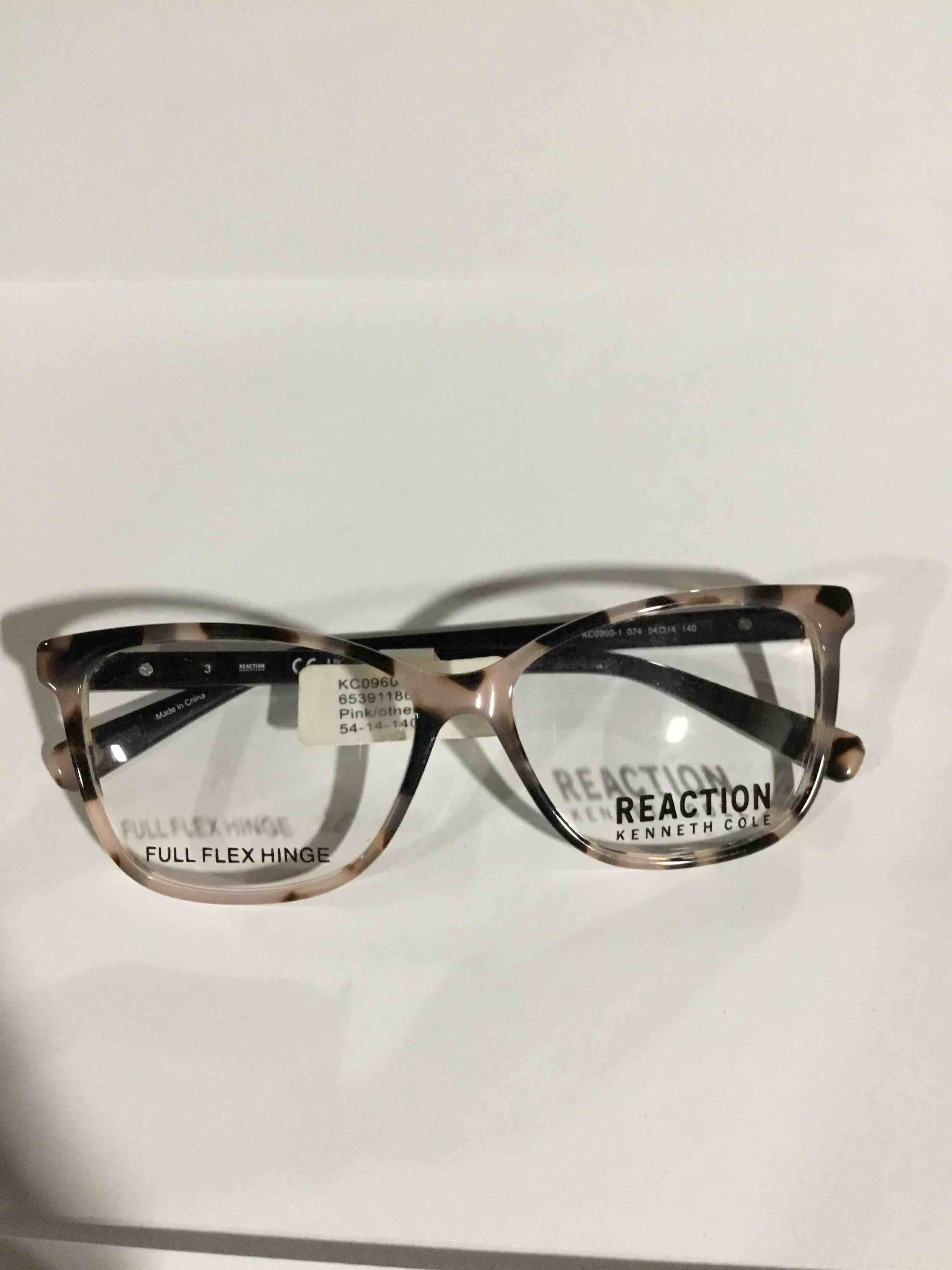 Condition photo showing New/Like New for Kenneth Cole Women's KC0960-1 Square Prescription Eyeglasses with Case, Pink