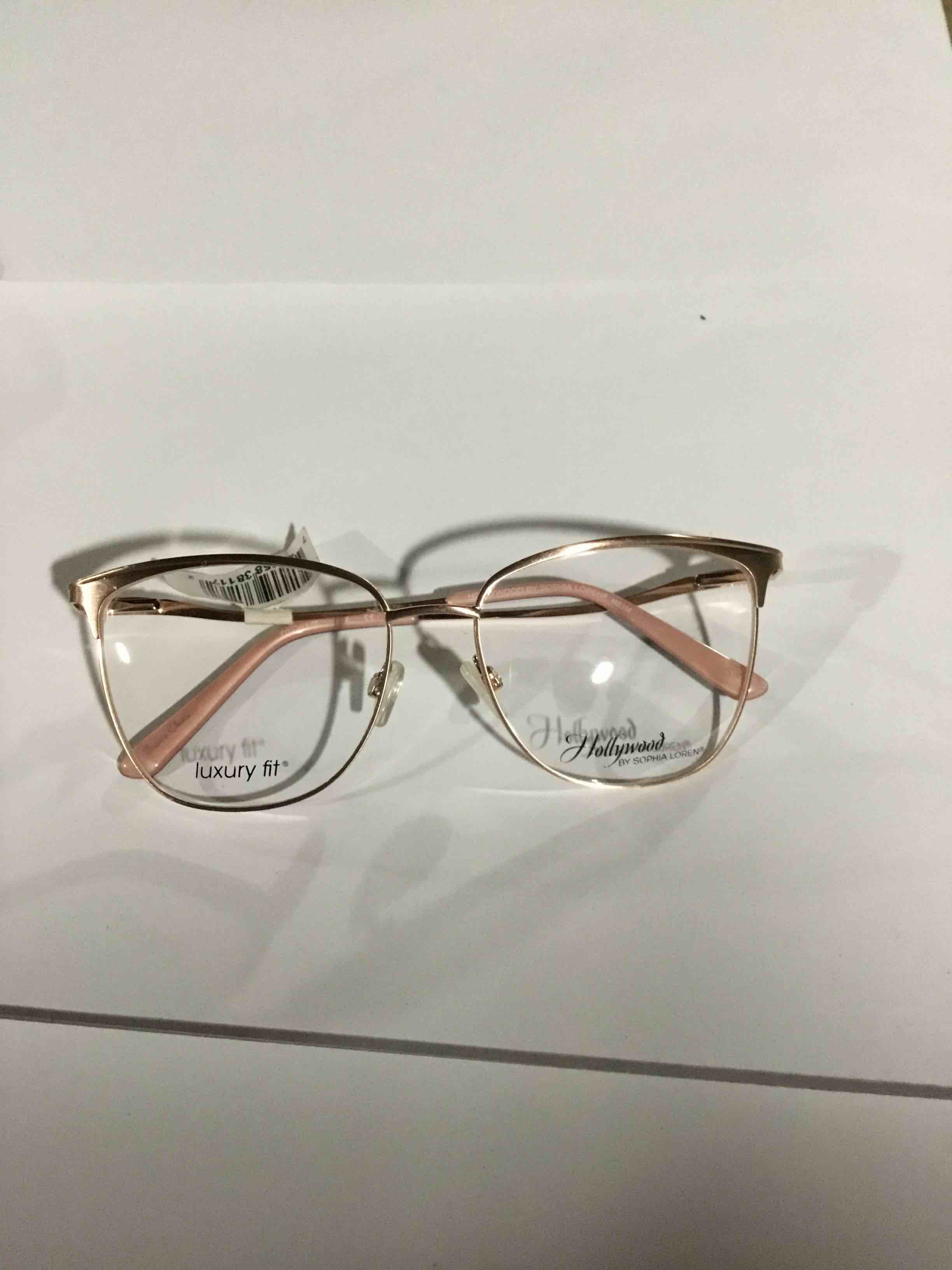 Condition photo showing New/Like New for Sophia Loren Women's H03M Cat Eye Prescription Eyeglasses with Case, Rose Gold