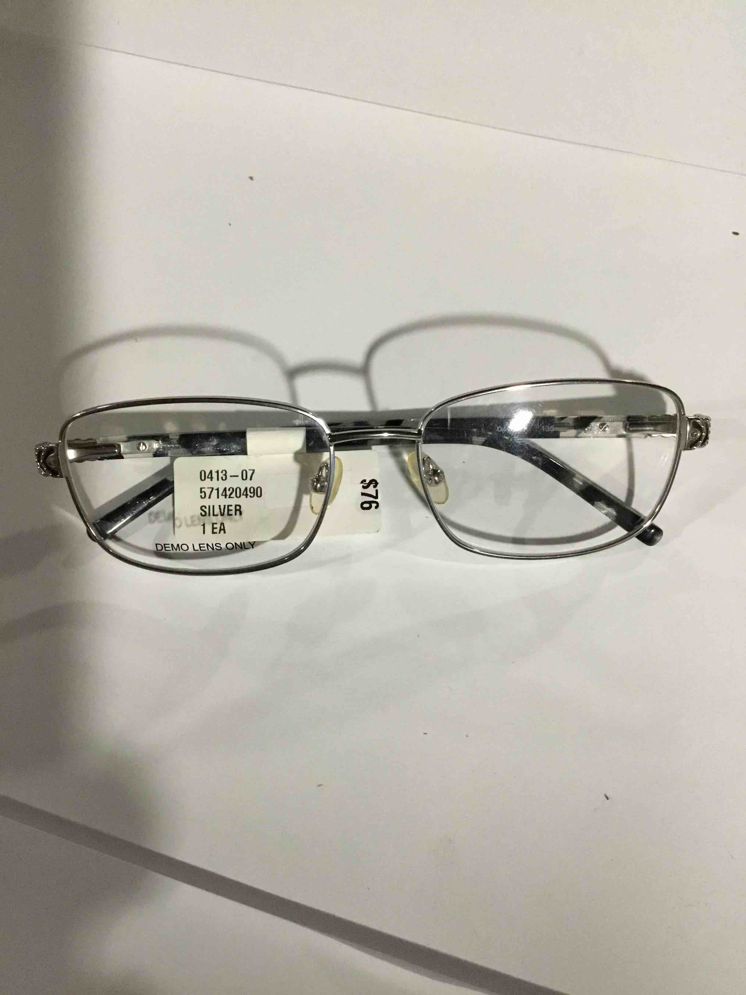 Condition photo showing New/Like New for Walmart Women's 0413-07 Square Prescription Eyeglasses with Case, Silver