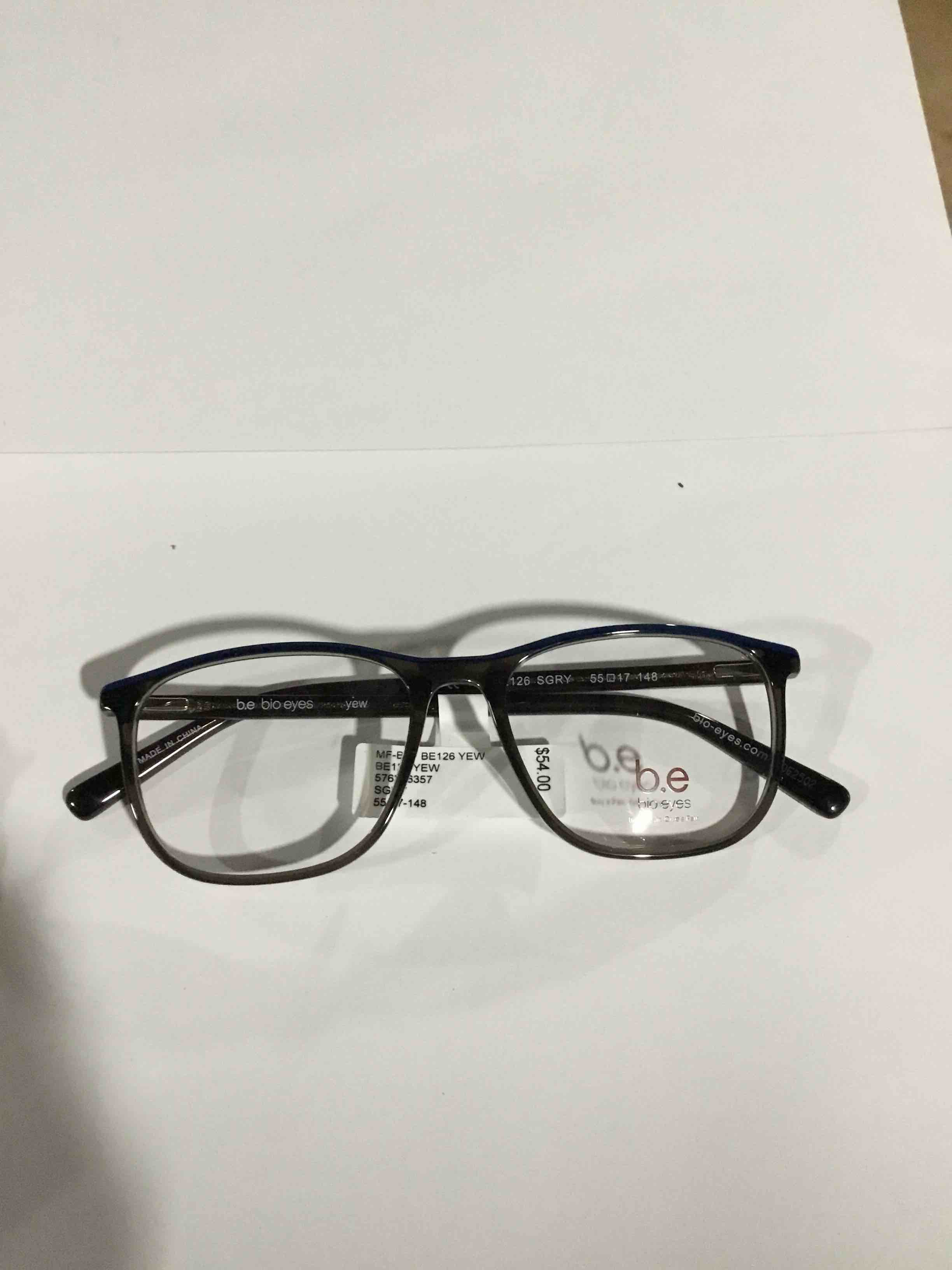 Condition photo showing New/Like New for Bio Eyes Mens's BE126 YEW Silver/Grey Eyeglass Frames